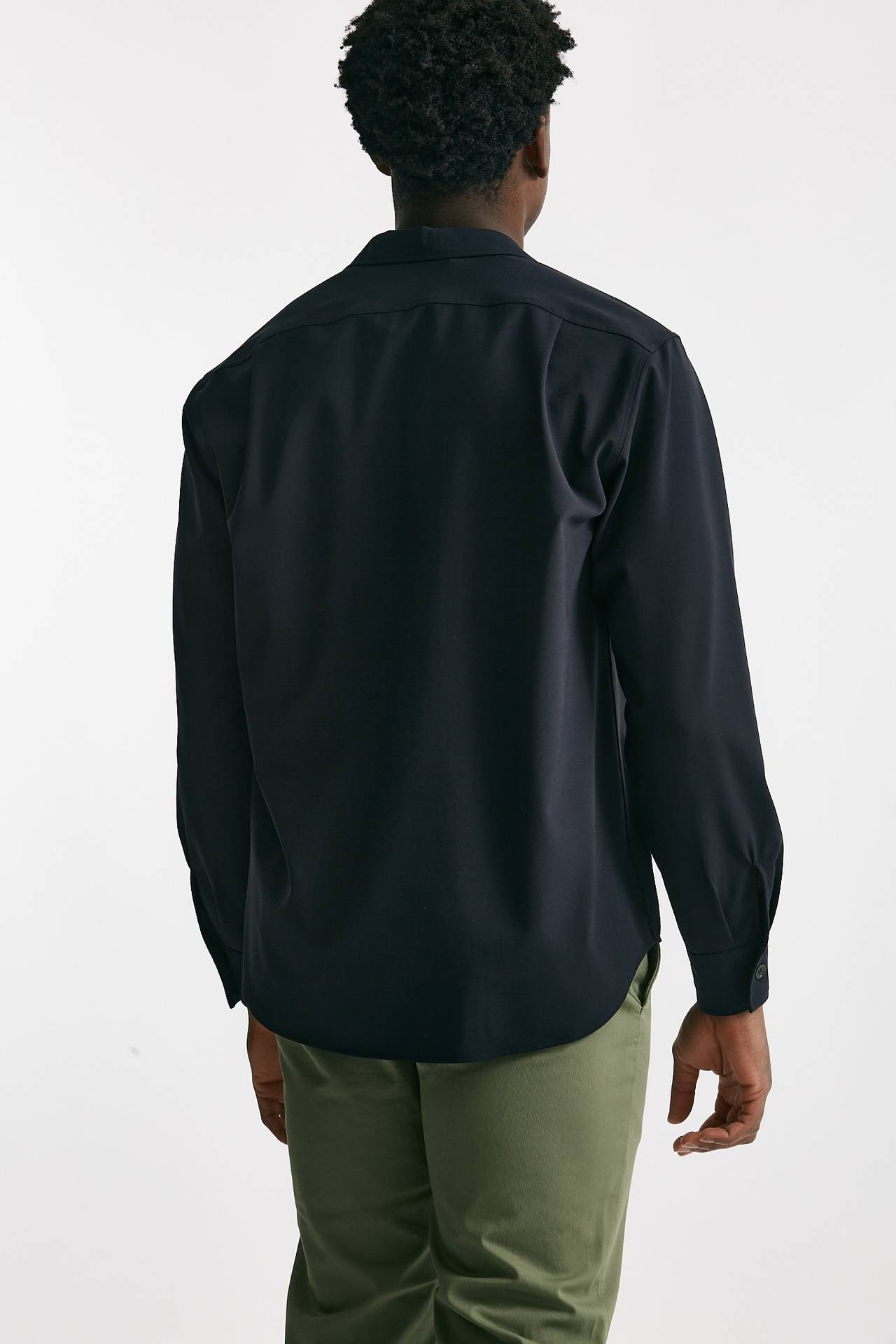 Overshirt in misto lana stretch blu