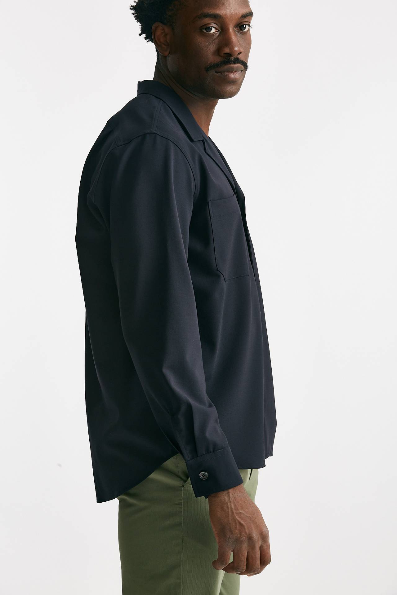 Overshirt in misto lana stretch blu