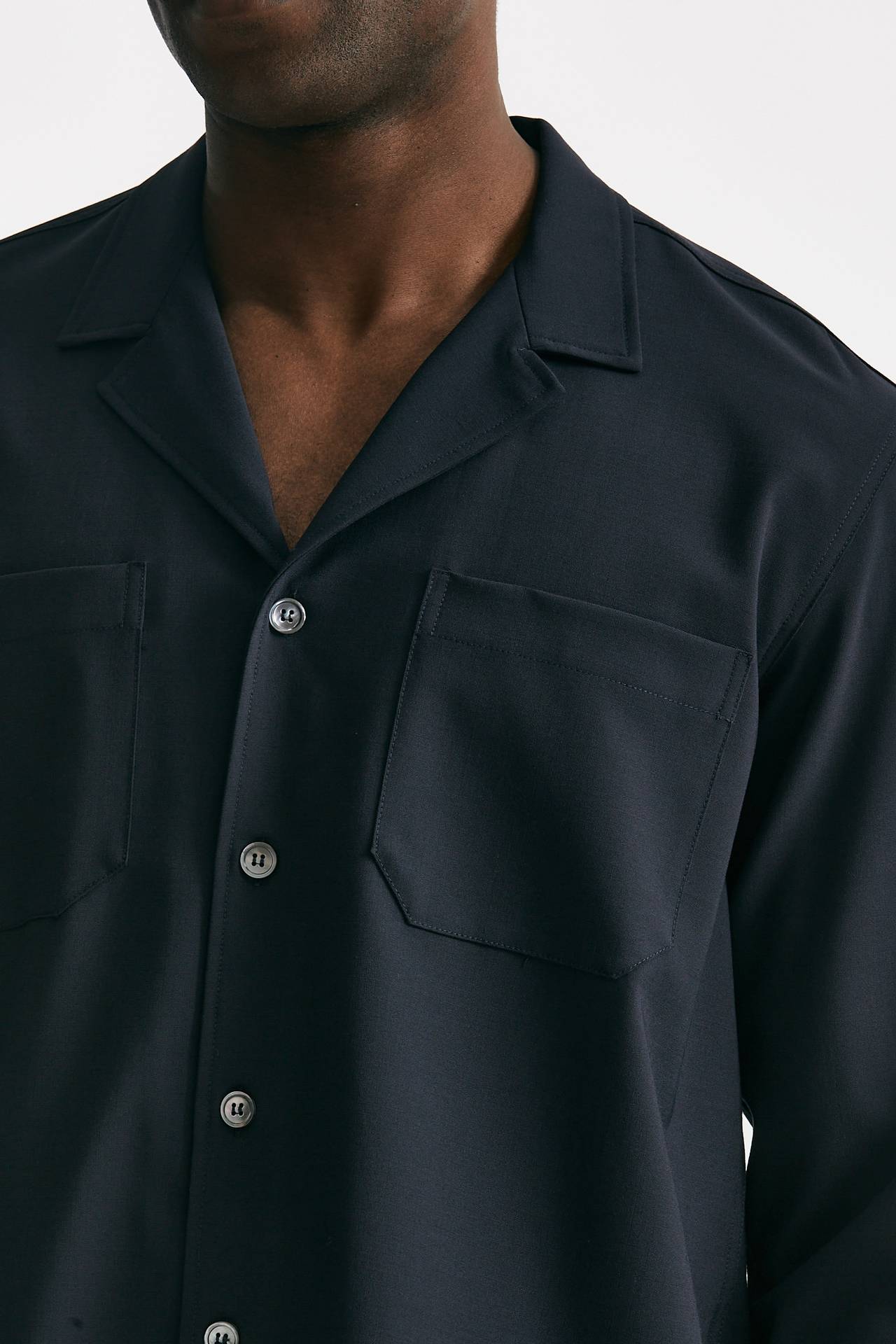 Overshirt in misto lana stretch blu