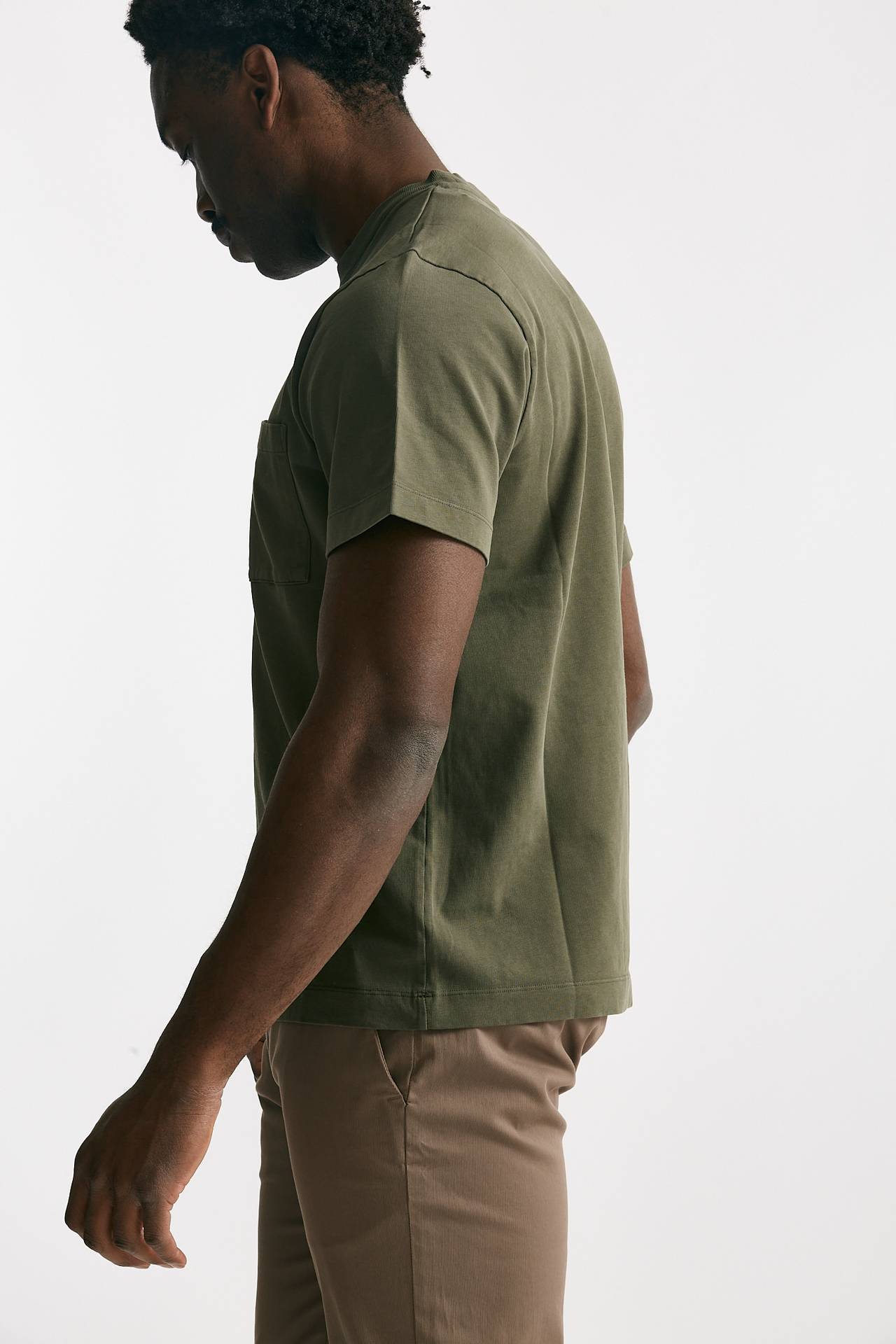 T-shirt in cotone “doppio” verde militare 