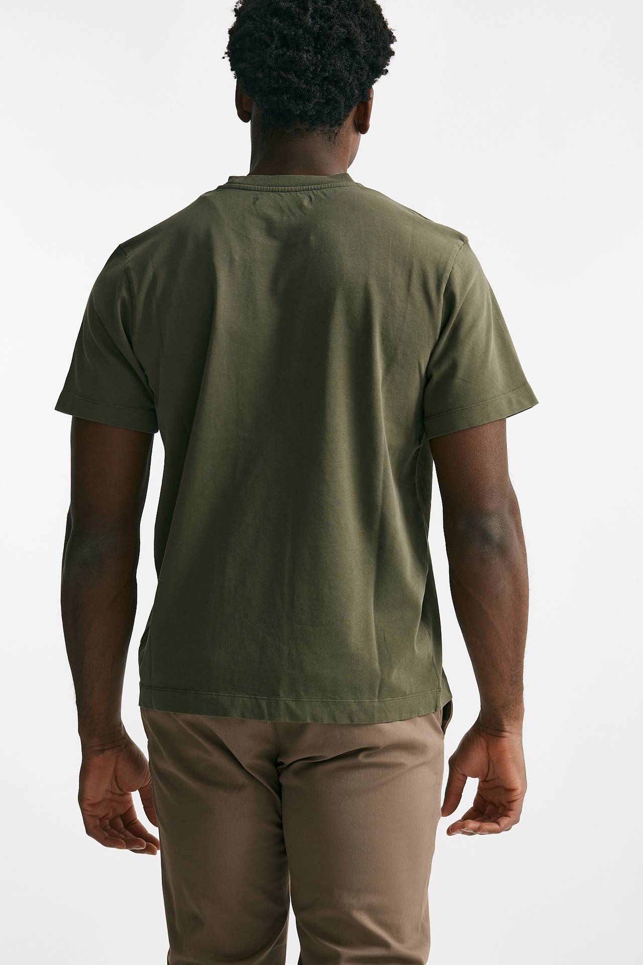 T-shirt in cotone “doppio” verde militare 