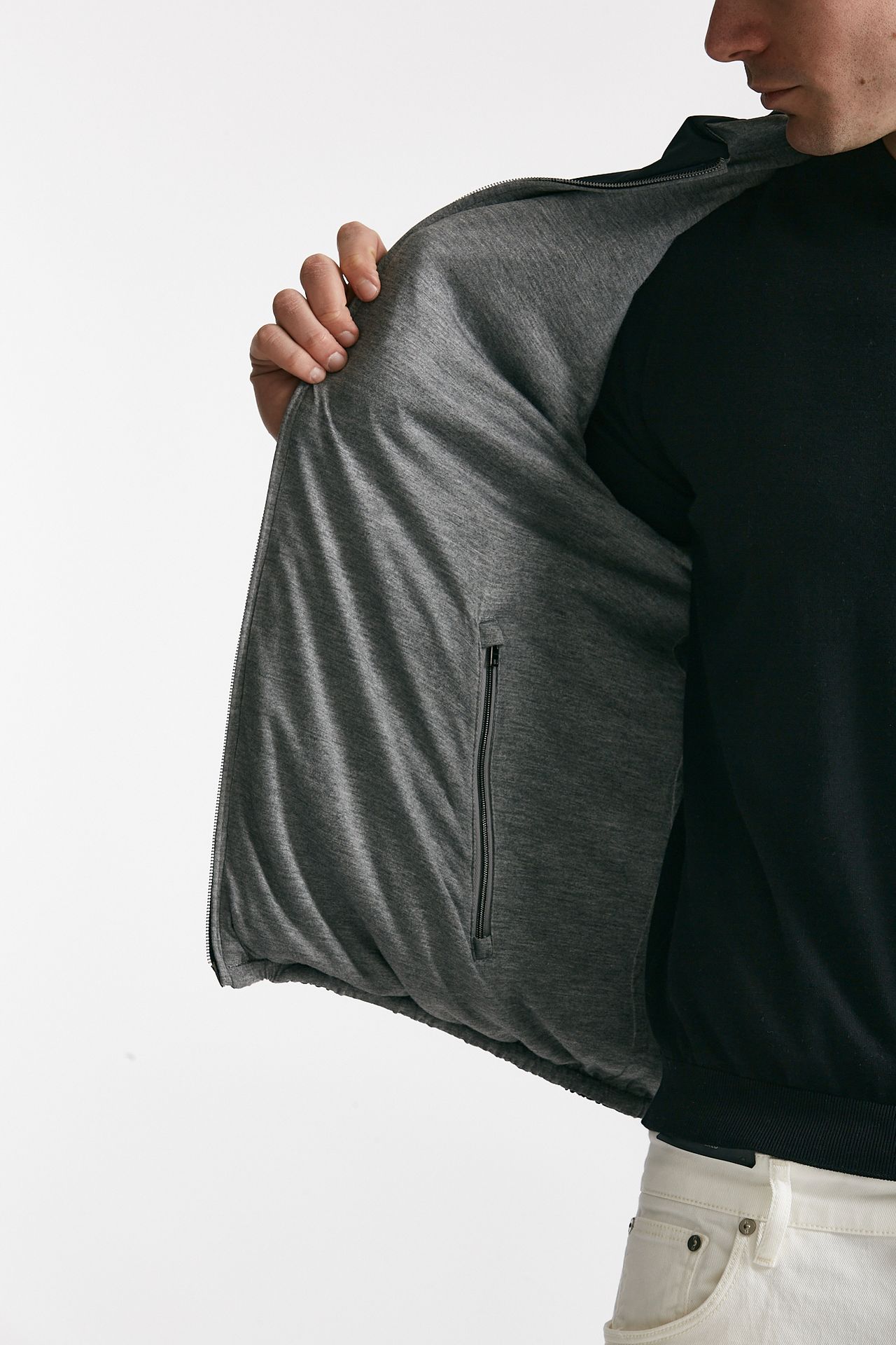 Bomber in nylon reversibile blu/grigio