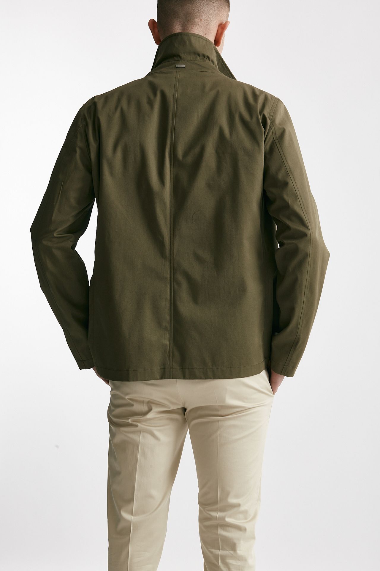 Trench corto in cotone verde