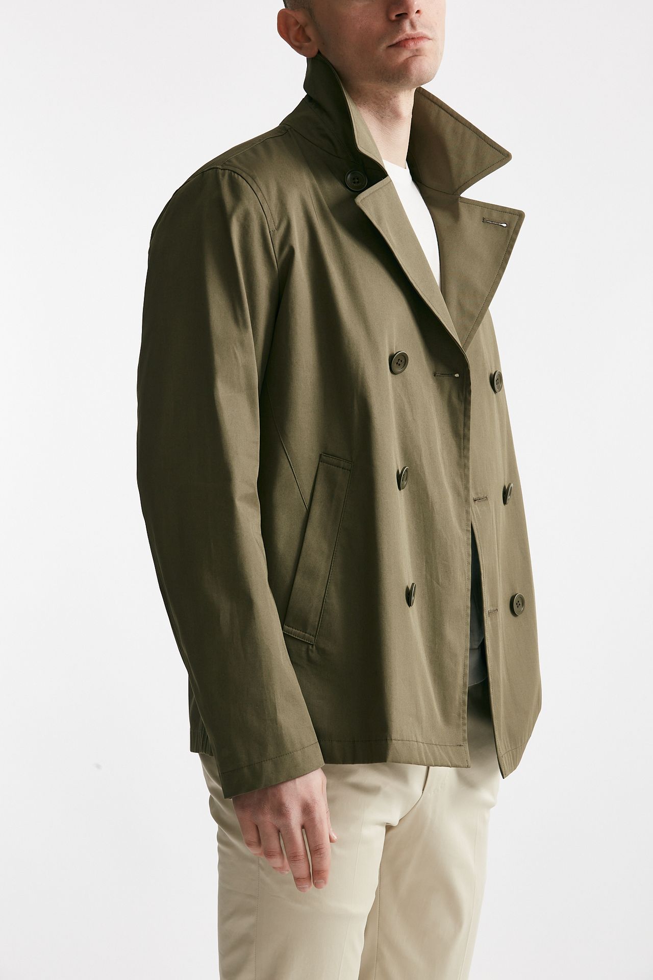 Trench corto in cotone verde