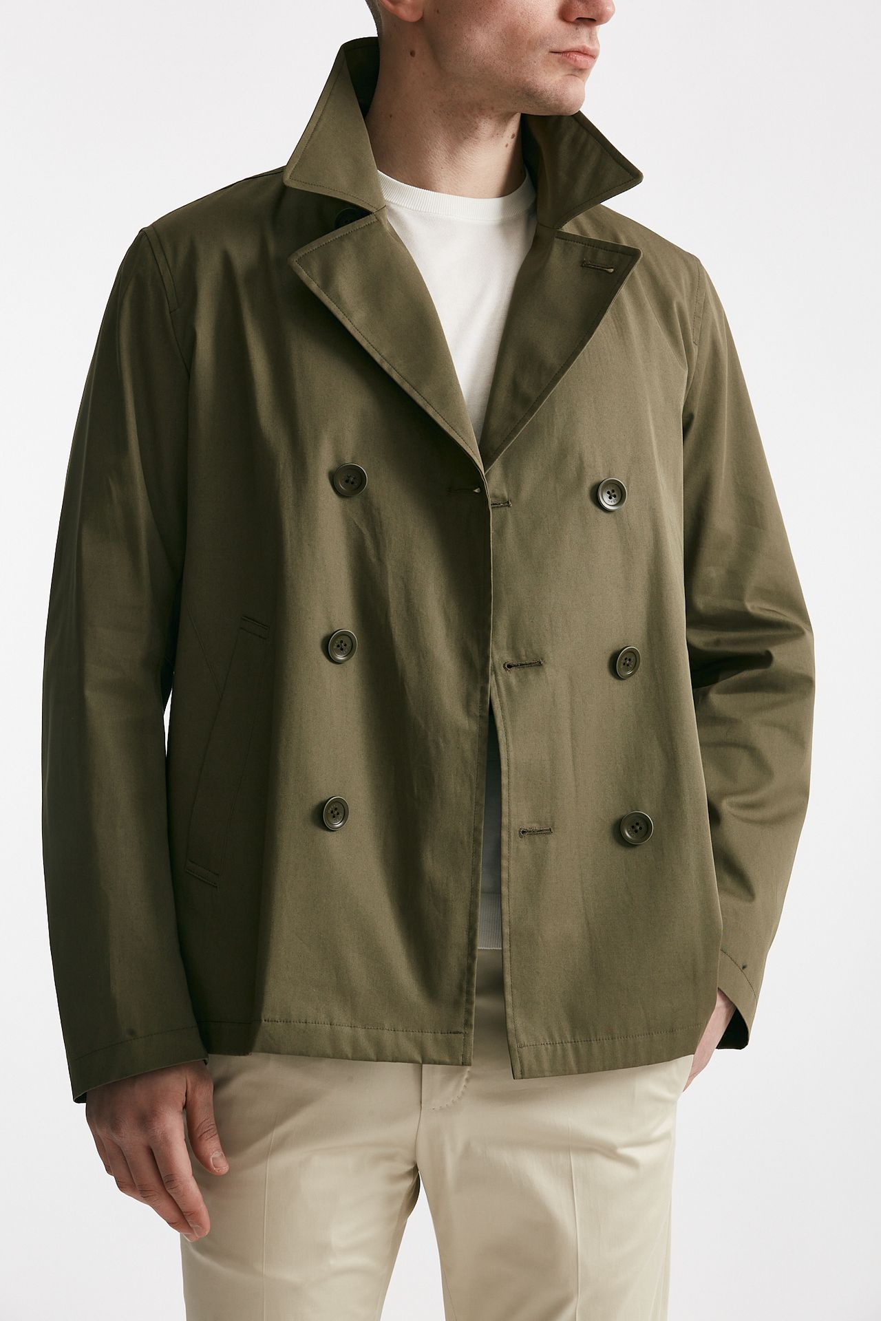 Trench corto in cotone verde