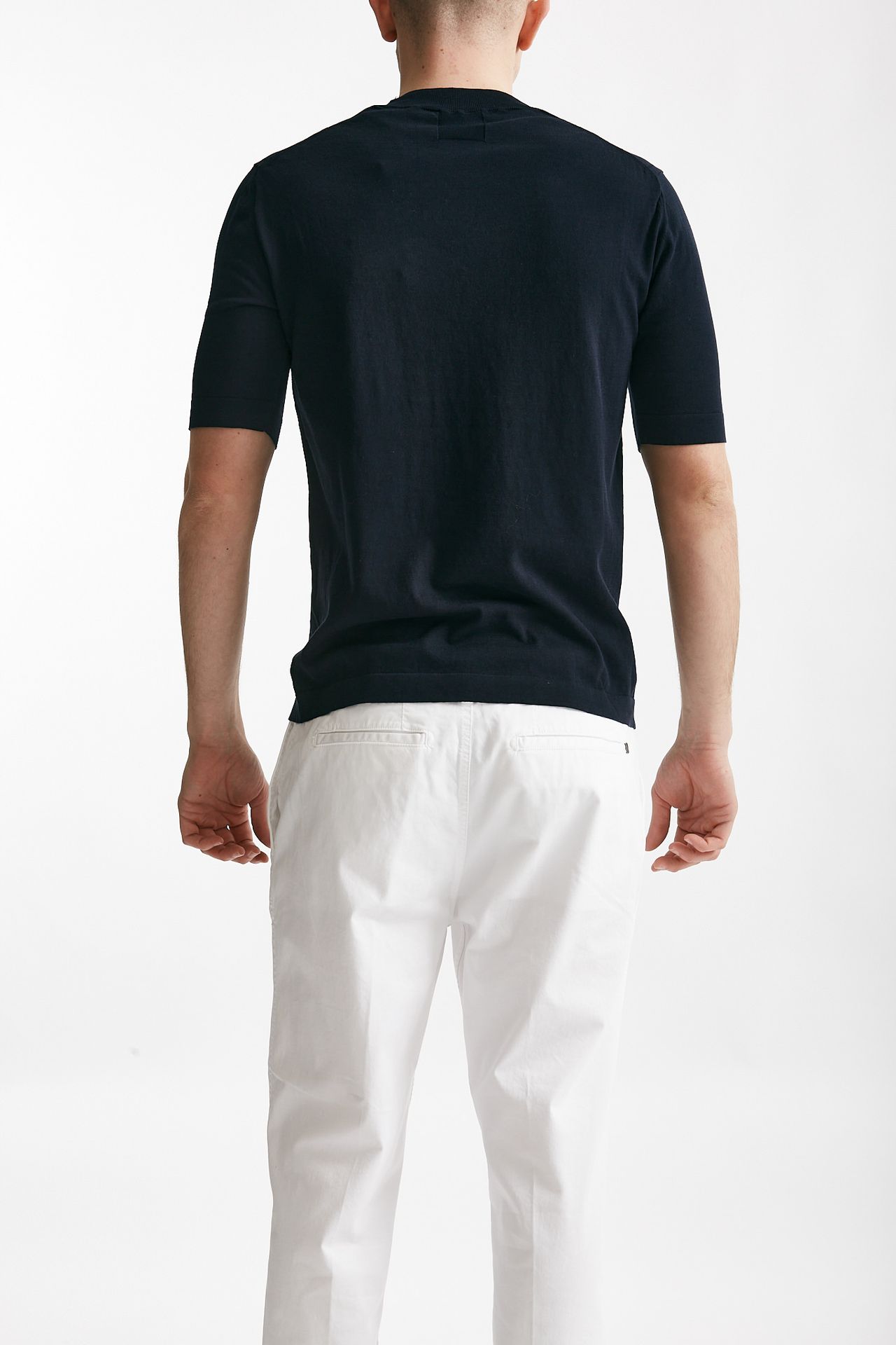 T shirt in maglia cotone blu 