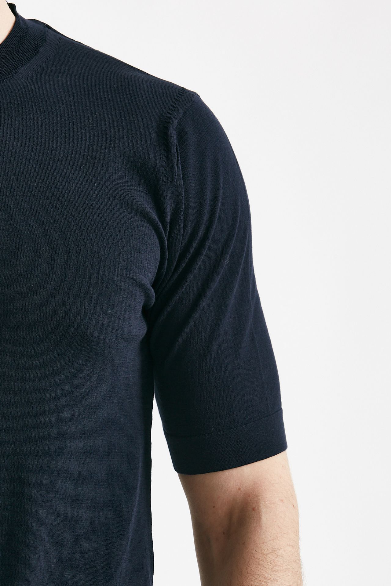 T shirt in maglia cotone blu 