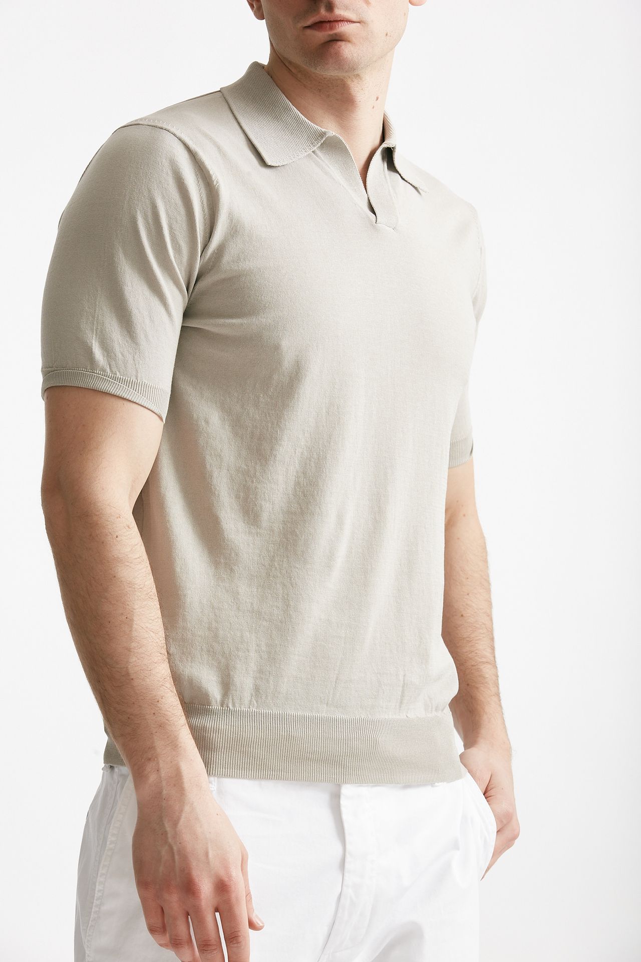 Polo in cotone grigio perla