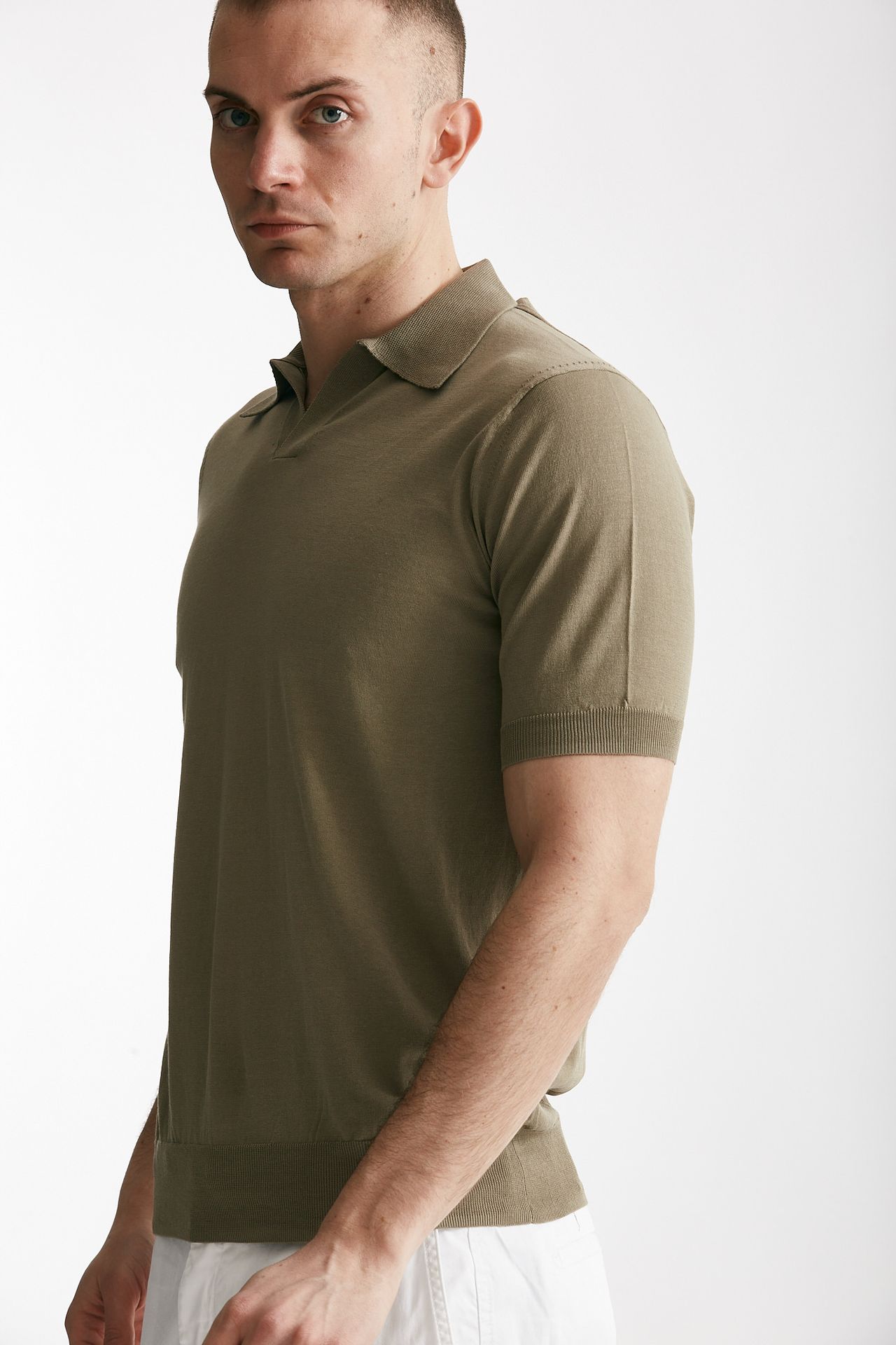 Polo in cotone tortora
