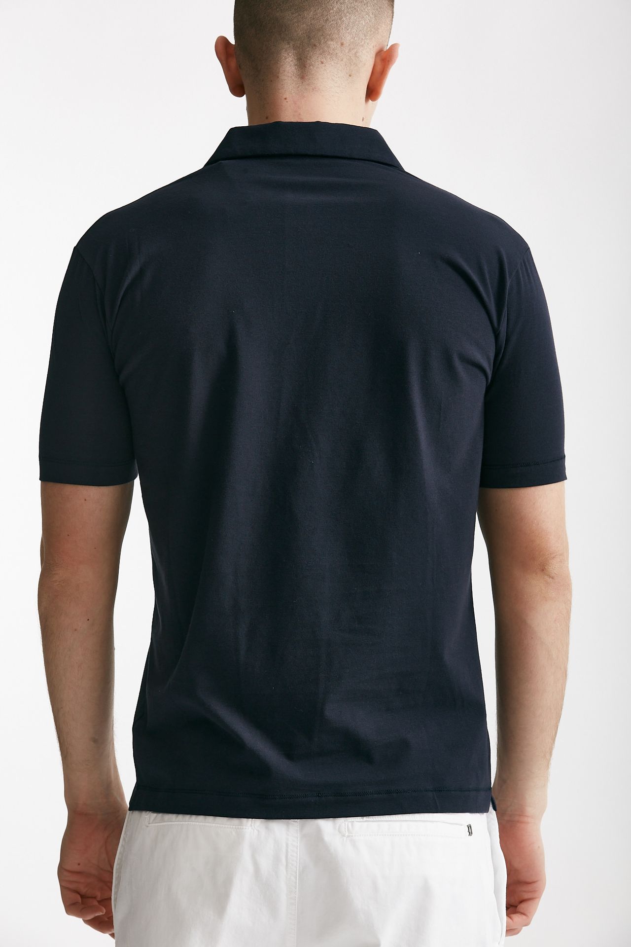 Polo in cotone stretch blu