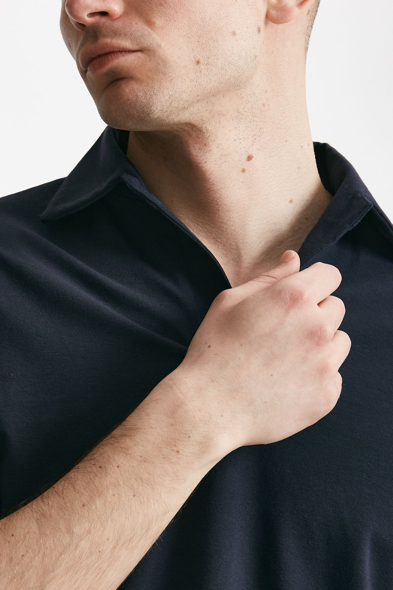 Polo in cotone stretch blu