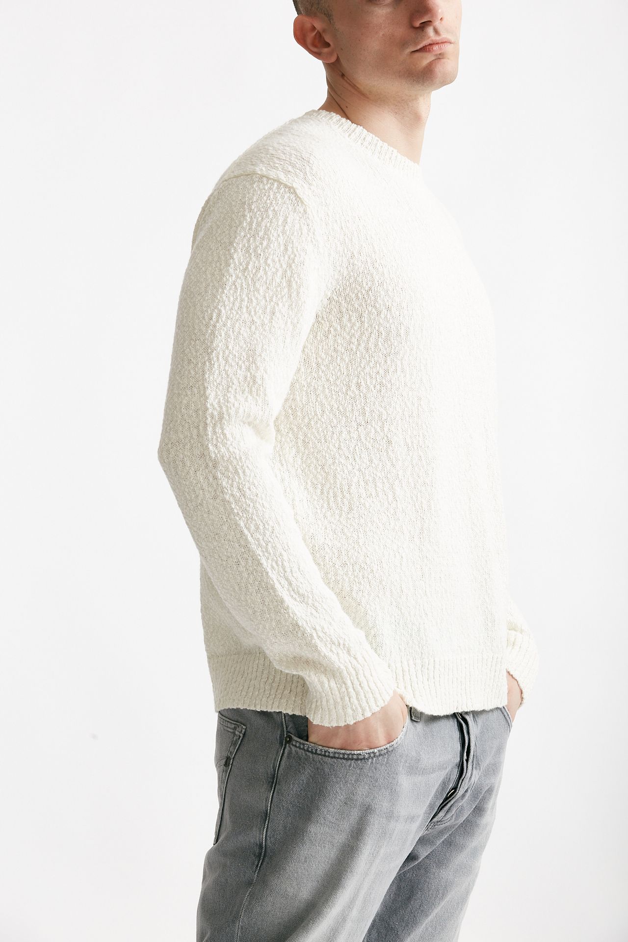 Maglia in cotone lavorato boucle bianco