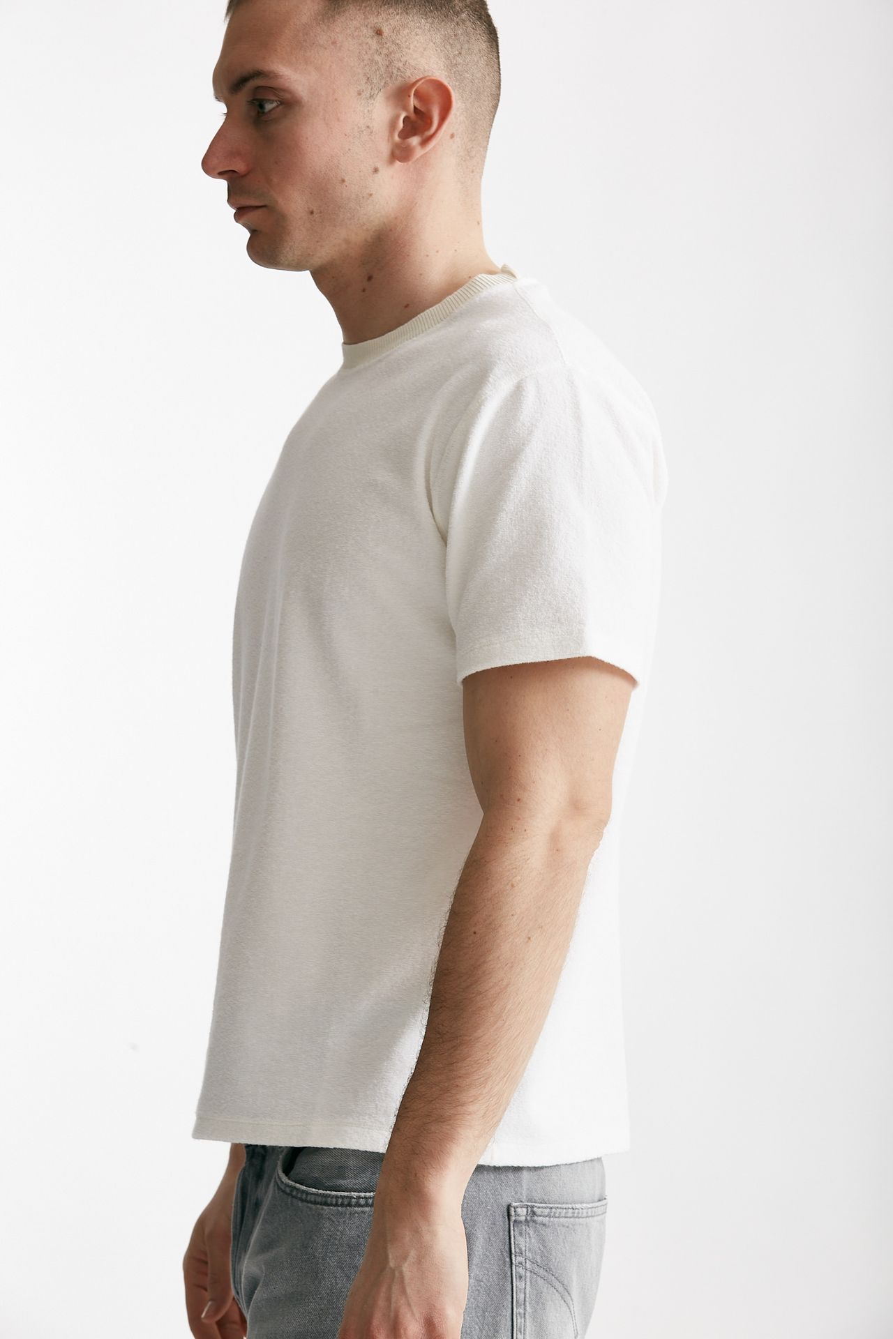 T shirt in cotone lavorazione spugna bianco  