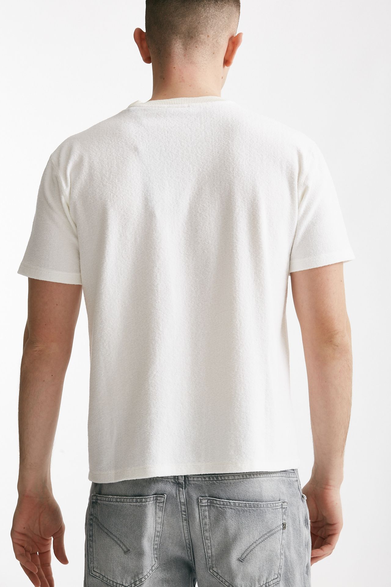 T shirt in cotone lavorazione spugna bianco  