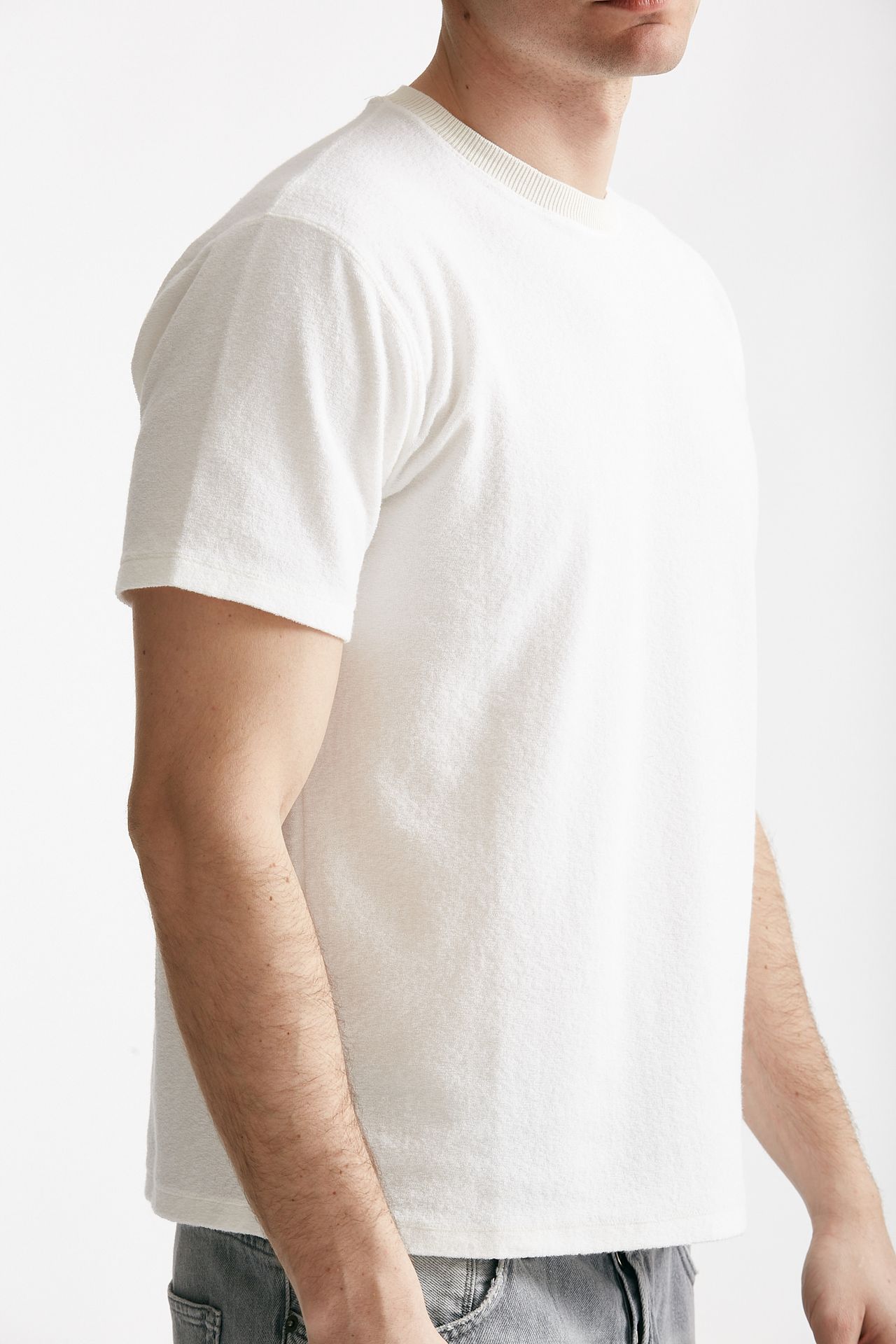 T shirt in cotone lavorazione spugna bianco  