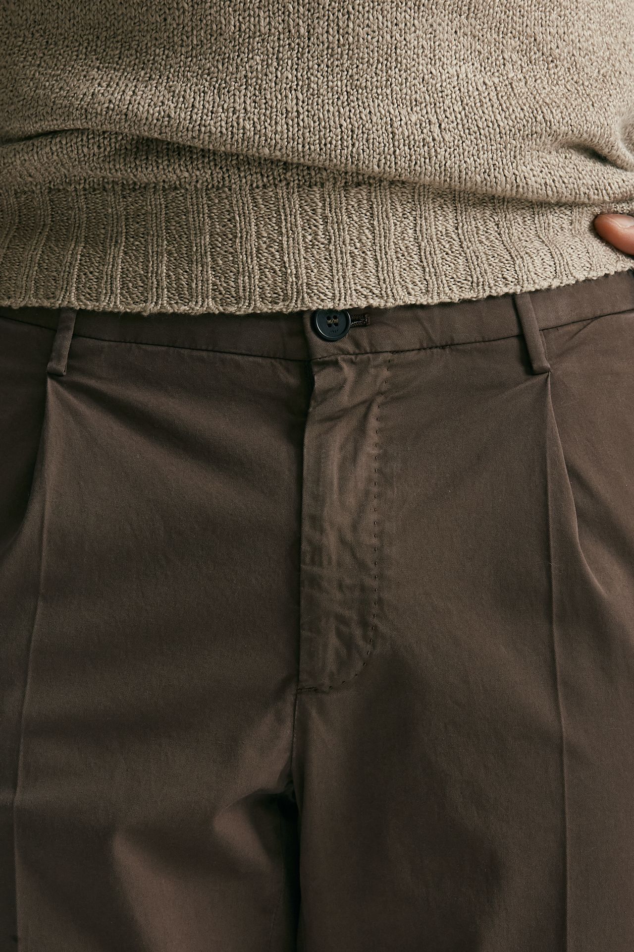 Pantalone cotone stretch nocciola