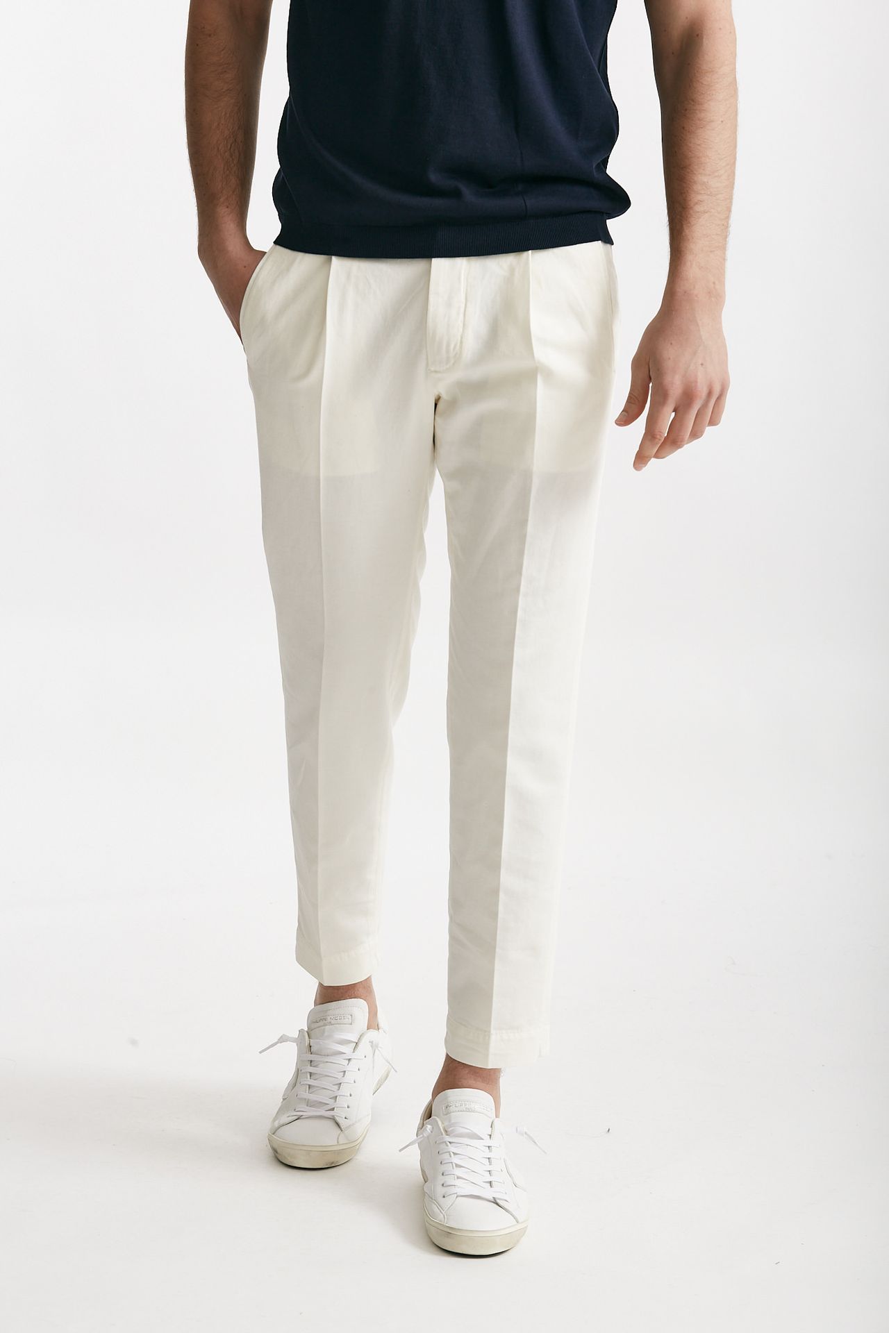 Pantalone bianco cotone e lino