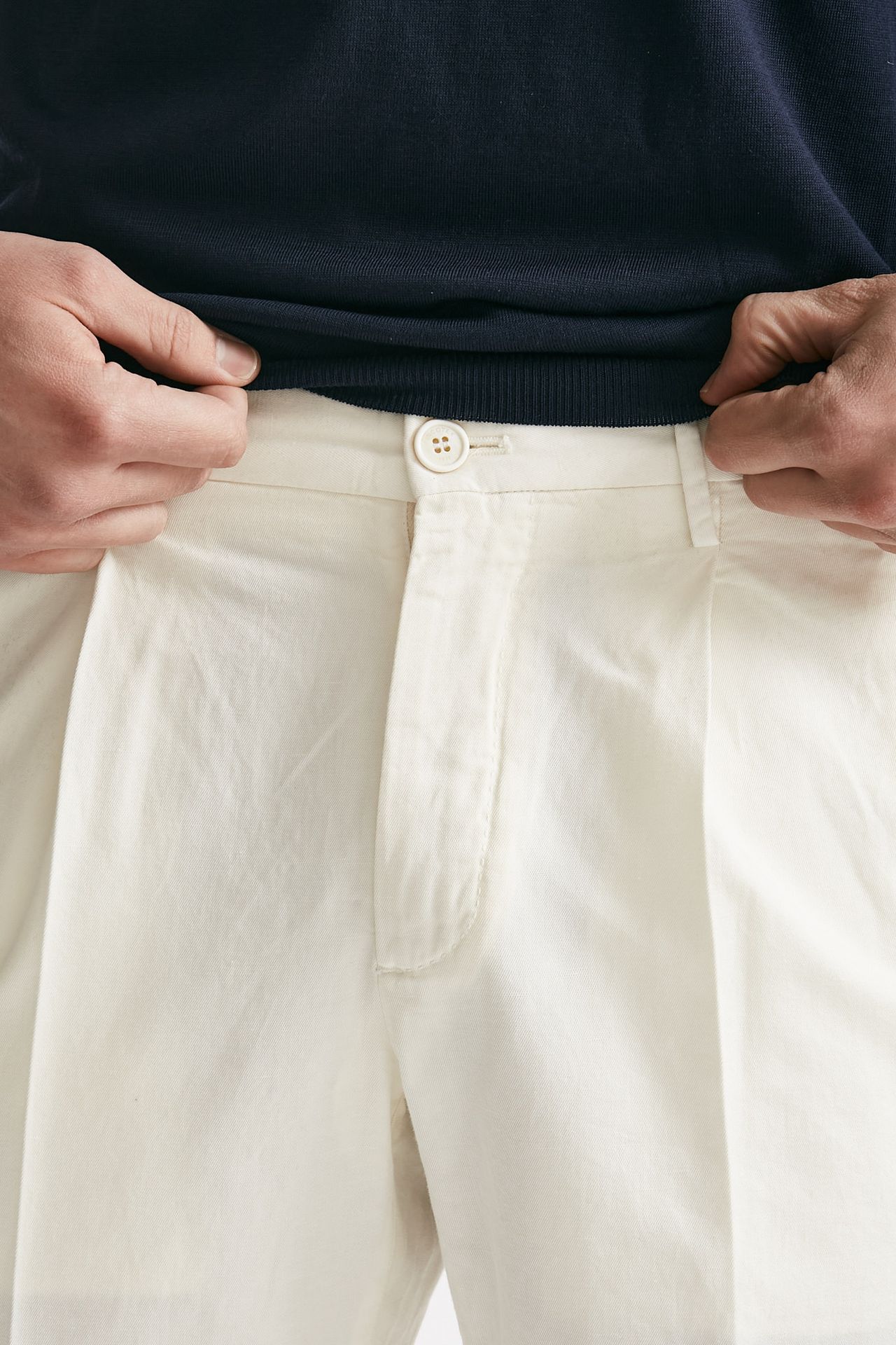 Pantalone bianco cotone e lino