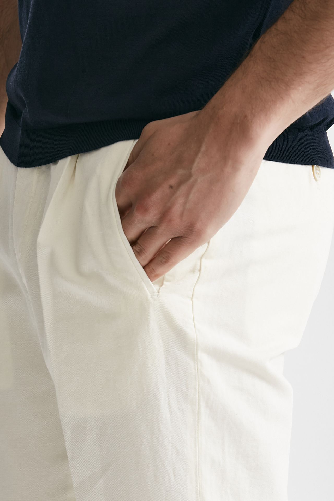 Pantalone bianco cotone e lino