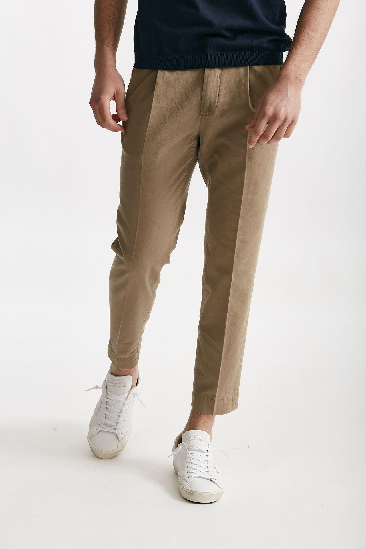 Pantalone beige cotone e lino