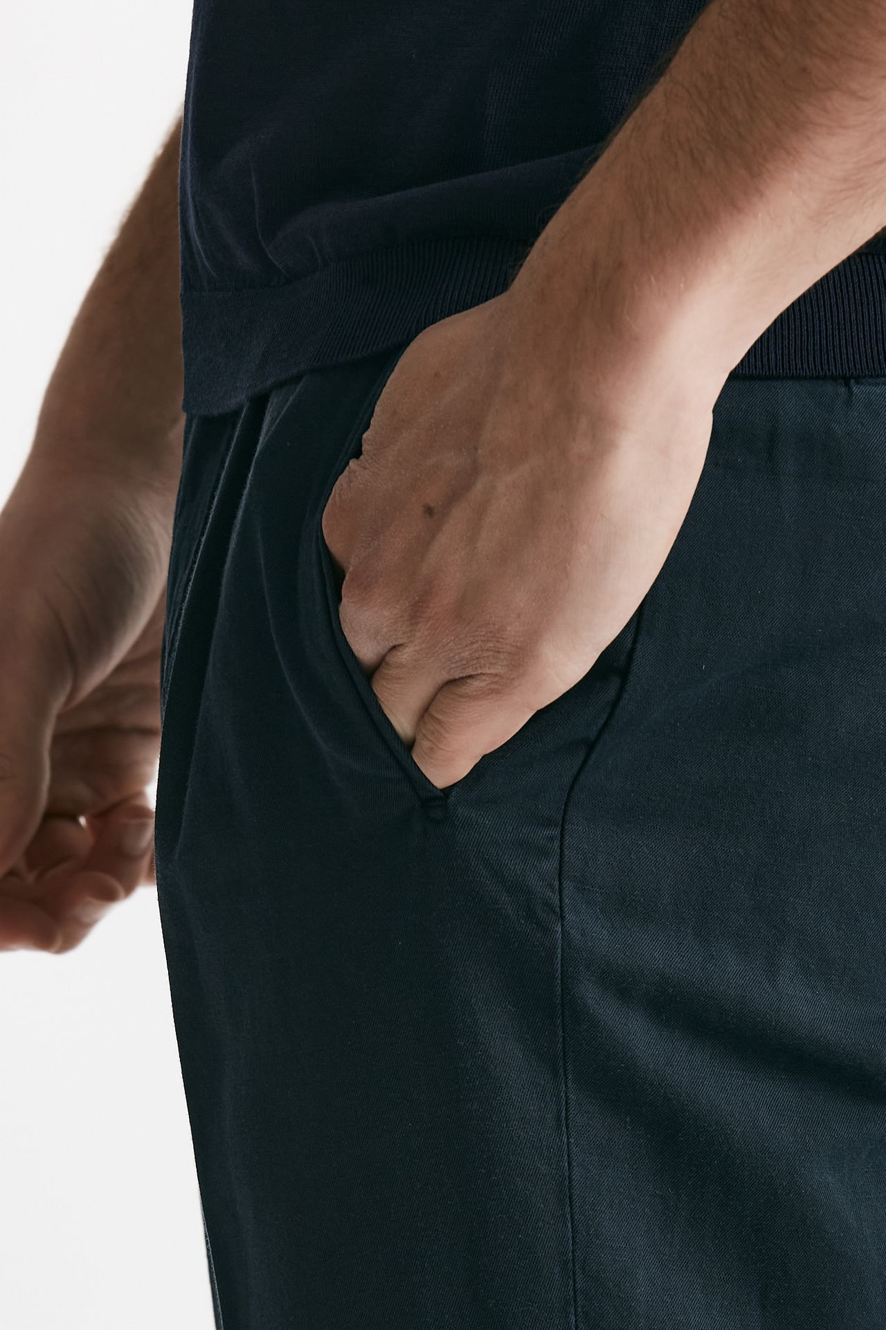 Pantalone blu cotone e lino