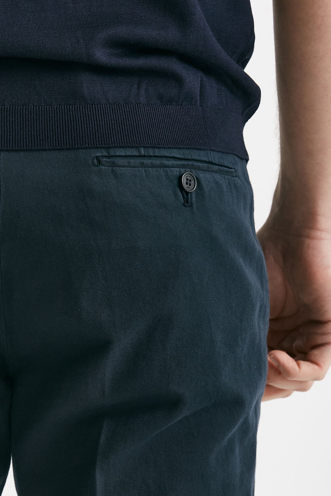 Pantalone blu cotone e lino