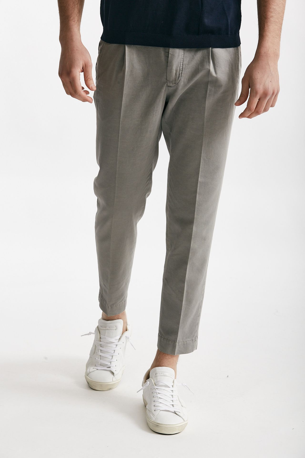 Pantalone grigio cotone e lino