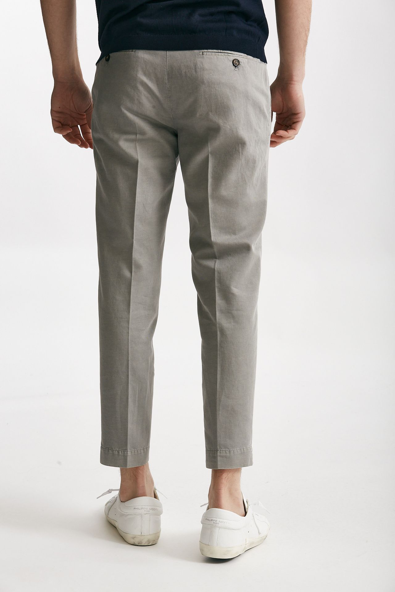 Pantalone grigio cotone e lino