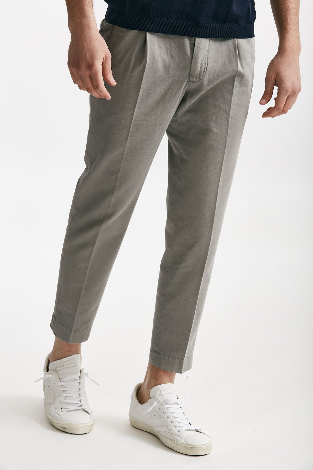 Pantalone grigio cotone e lino