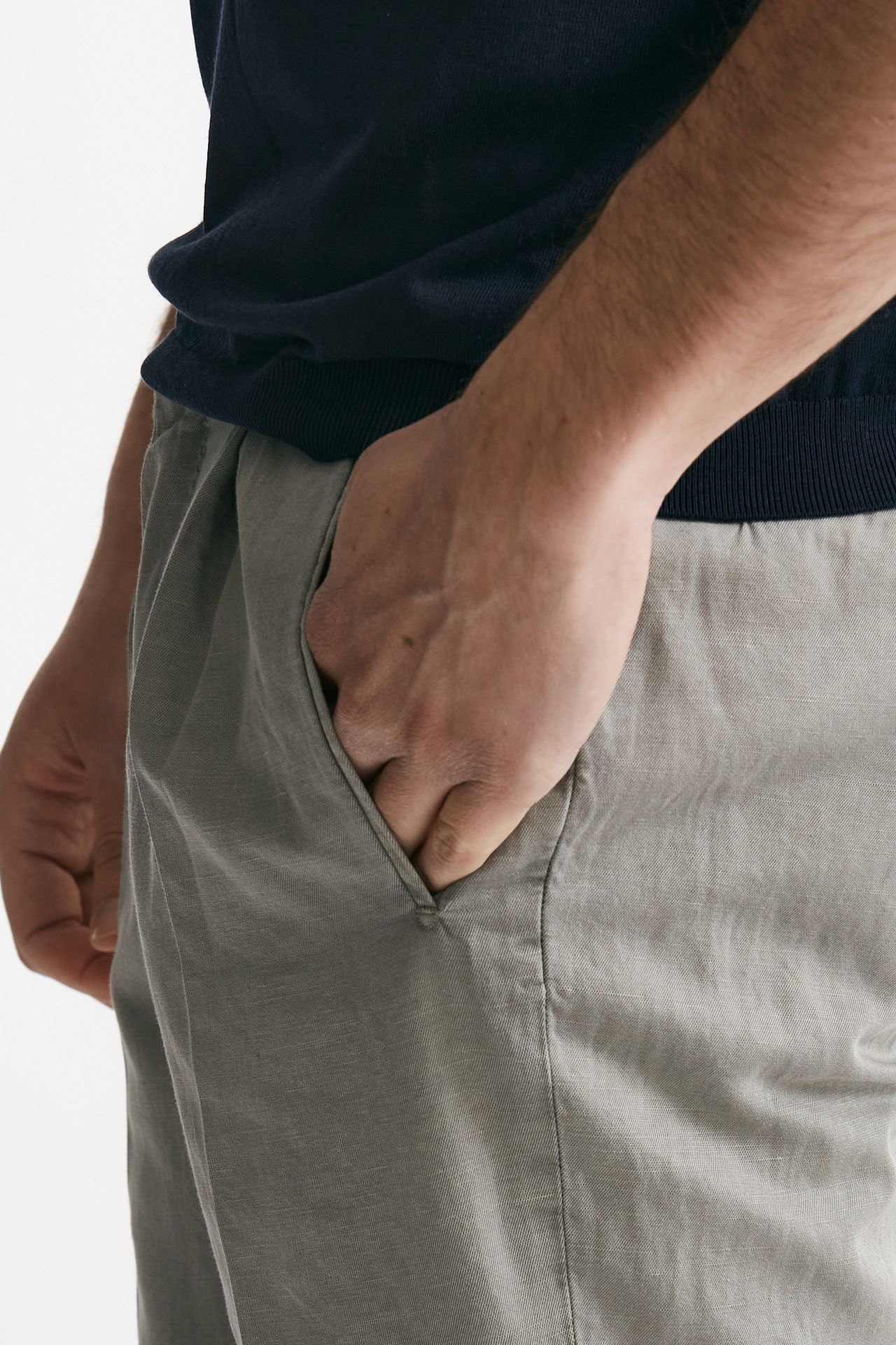 Pantalone grigio cotone e lino
