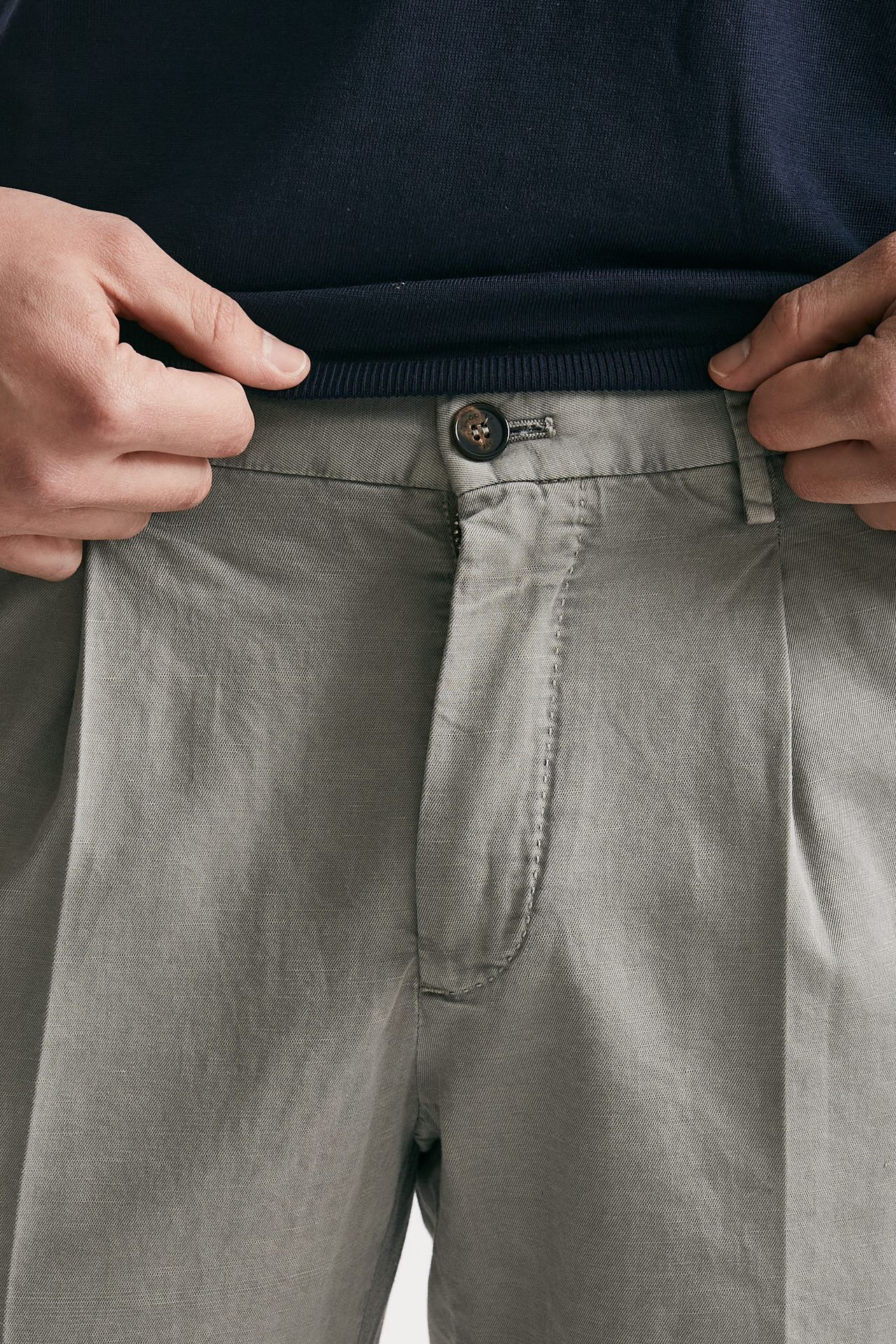 Pantalone grigio cotone e lino