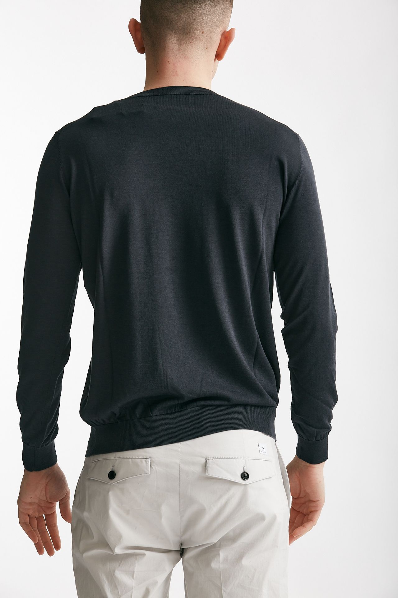 Maglia in cotone e seta grigio scuro