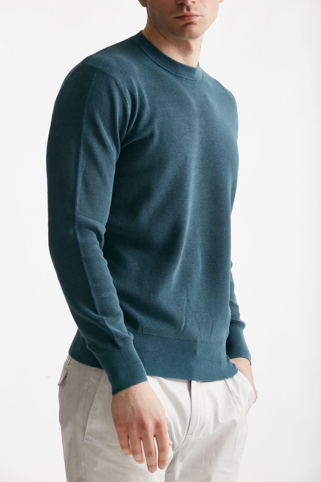 Maglia in cotone lavato blu chiaro