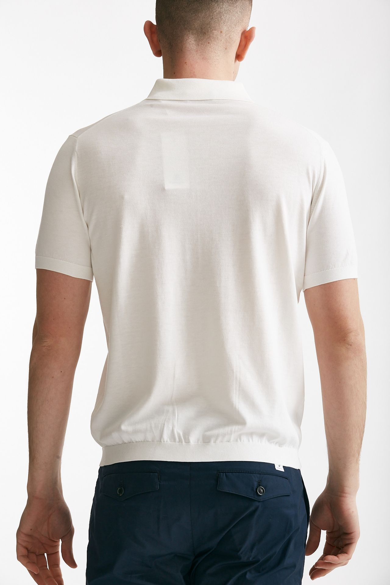 Polo in seta e cotone bianco