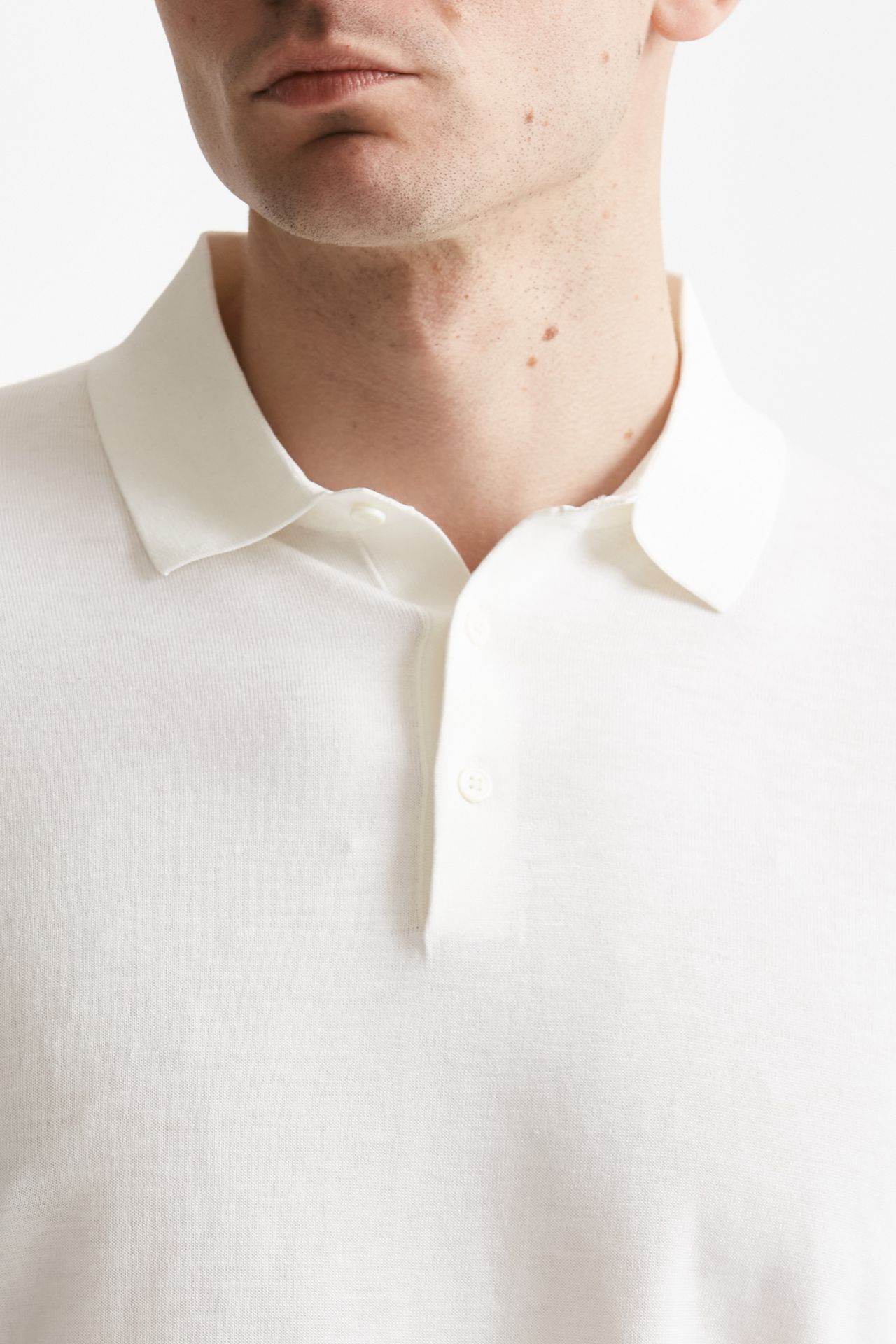 Polo in seta e cotone bianco
