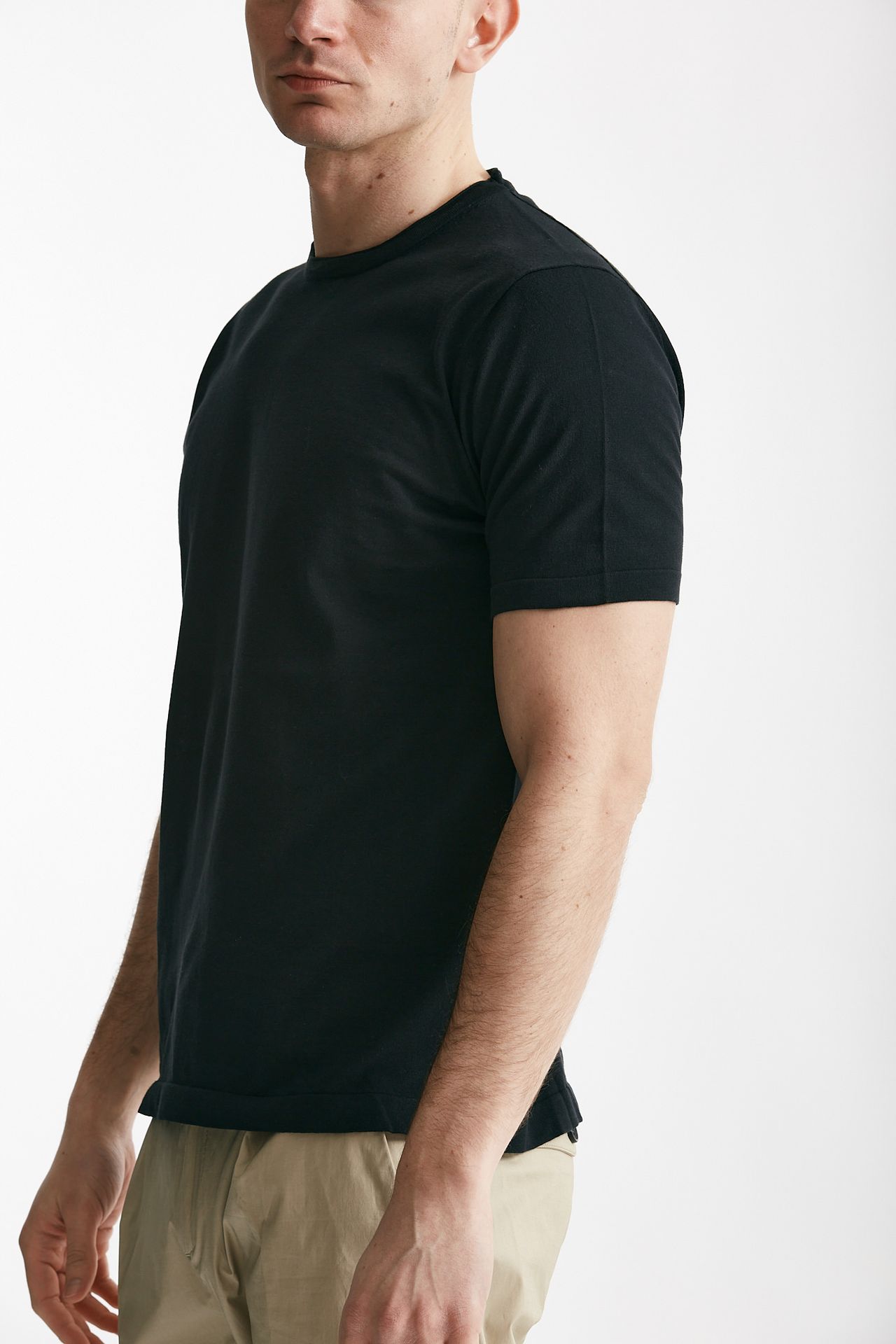 T shirt in maglia cotone nero 