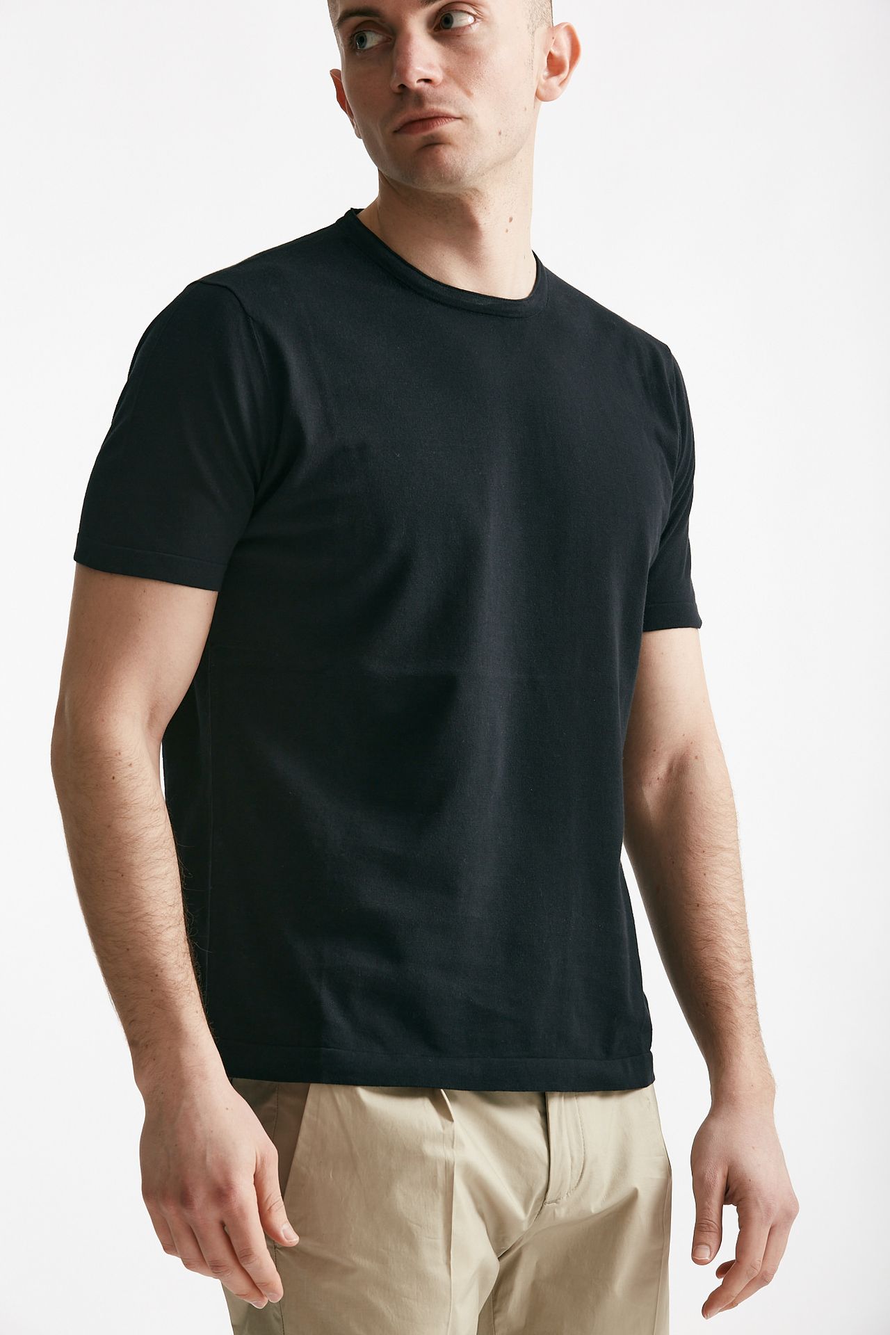 T shirt in maglia cotone nero 