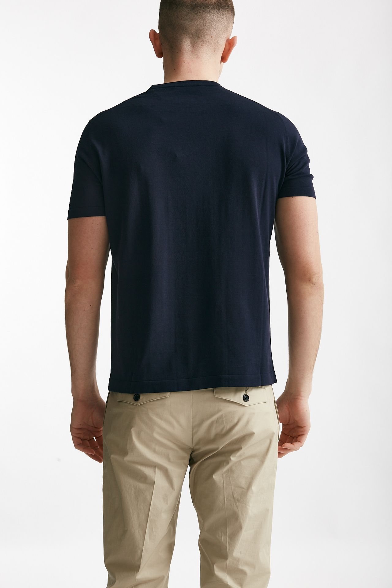 T shirt in maglia cotone blu 