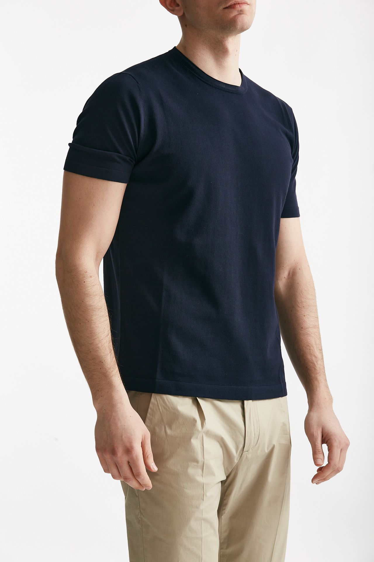 T shirt in maglia cotone blu 