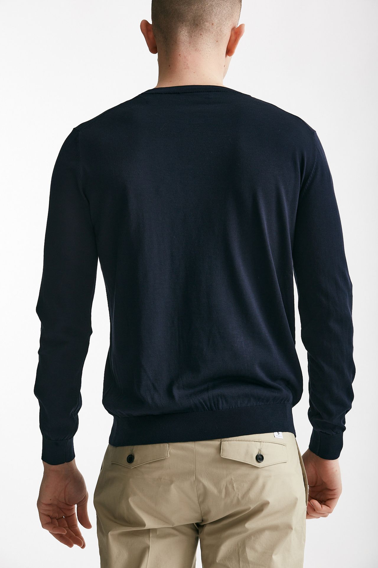 Maglia in cotone e seta blu 