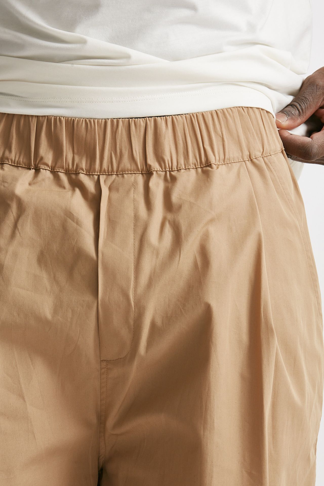 Bermuda gamba ampia in cotone beige 
