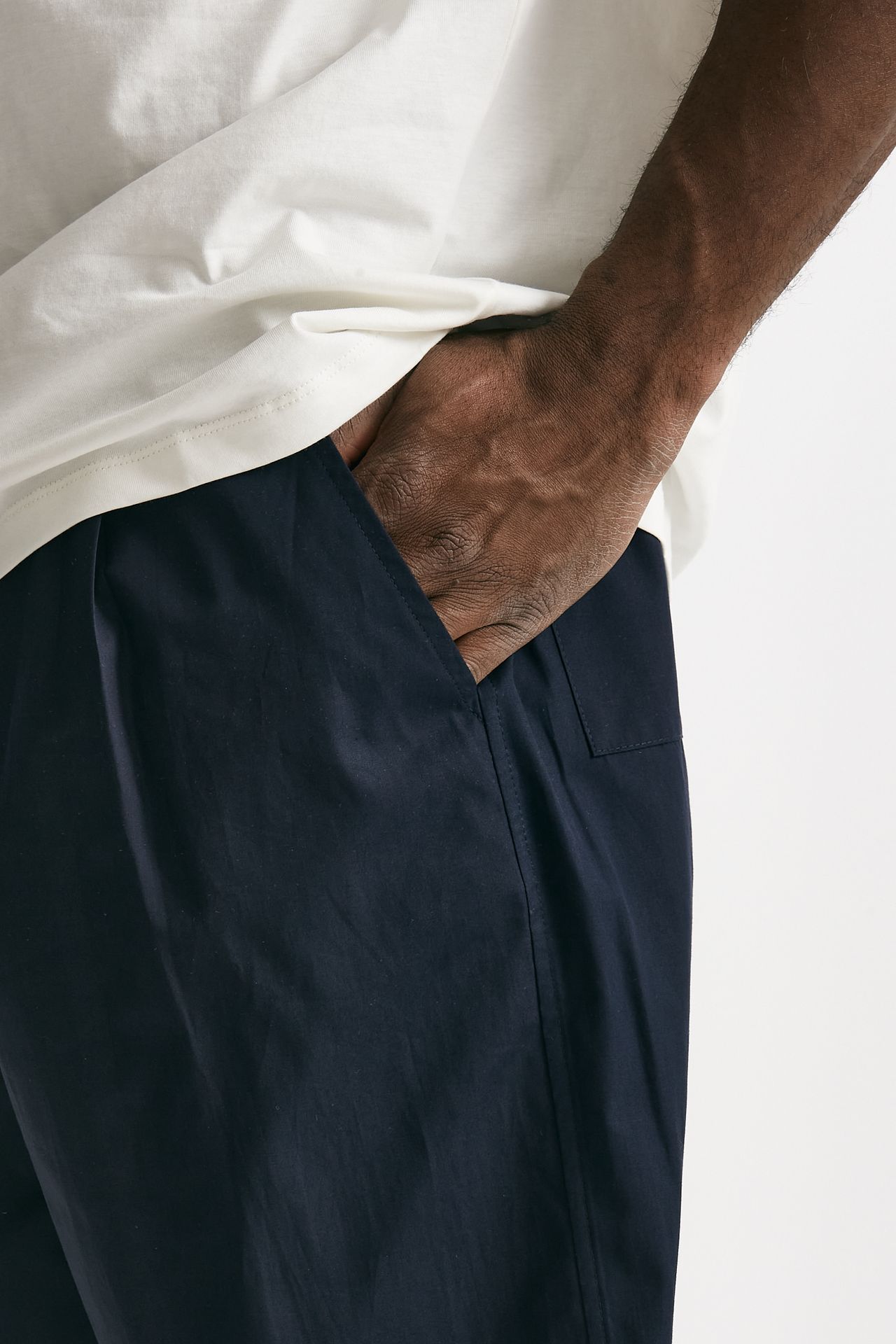 Pantalone gamba ampia in cotone blu