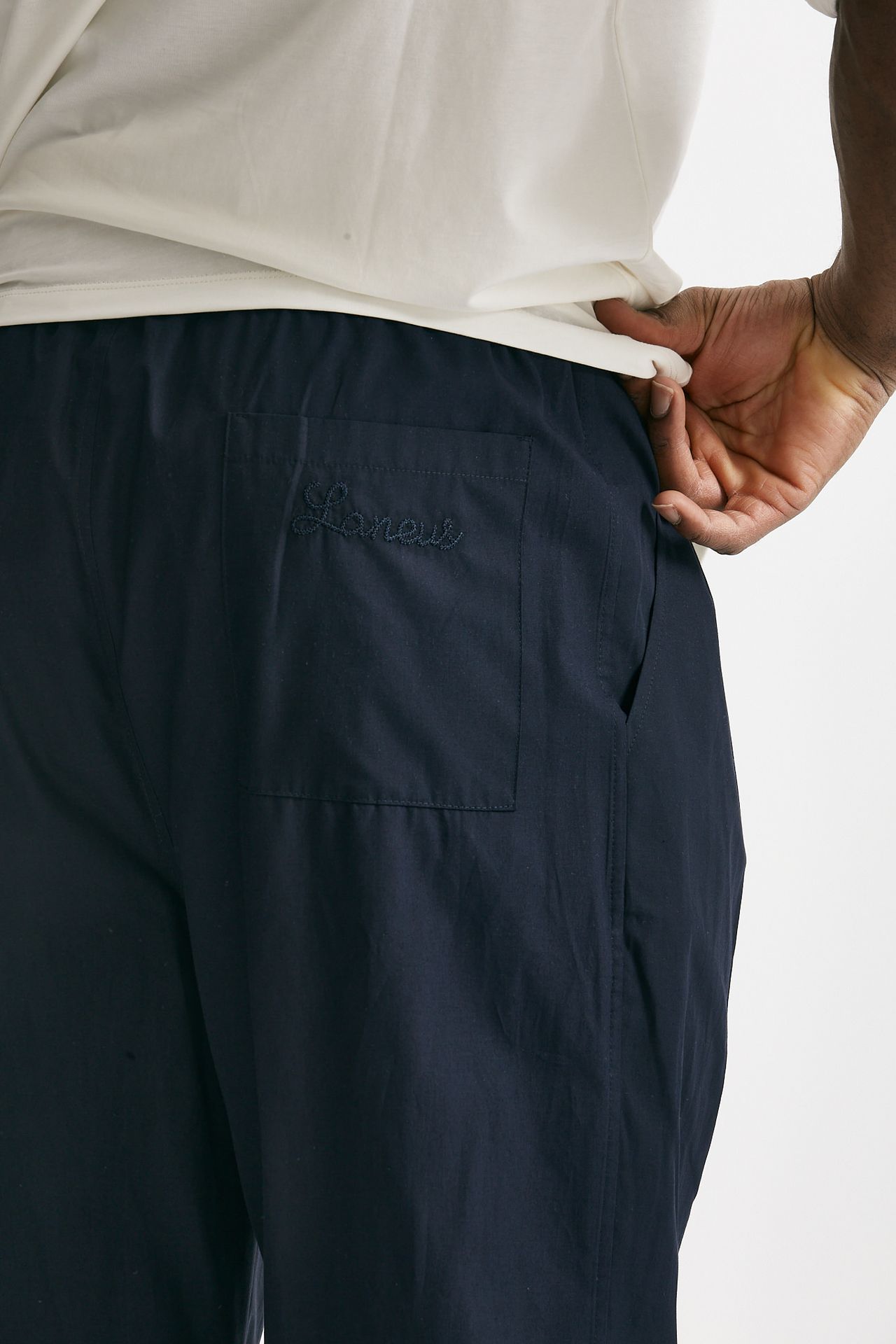 Pantalone gamba ampia in cotone blu
