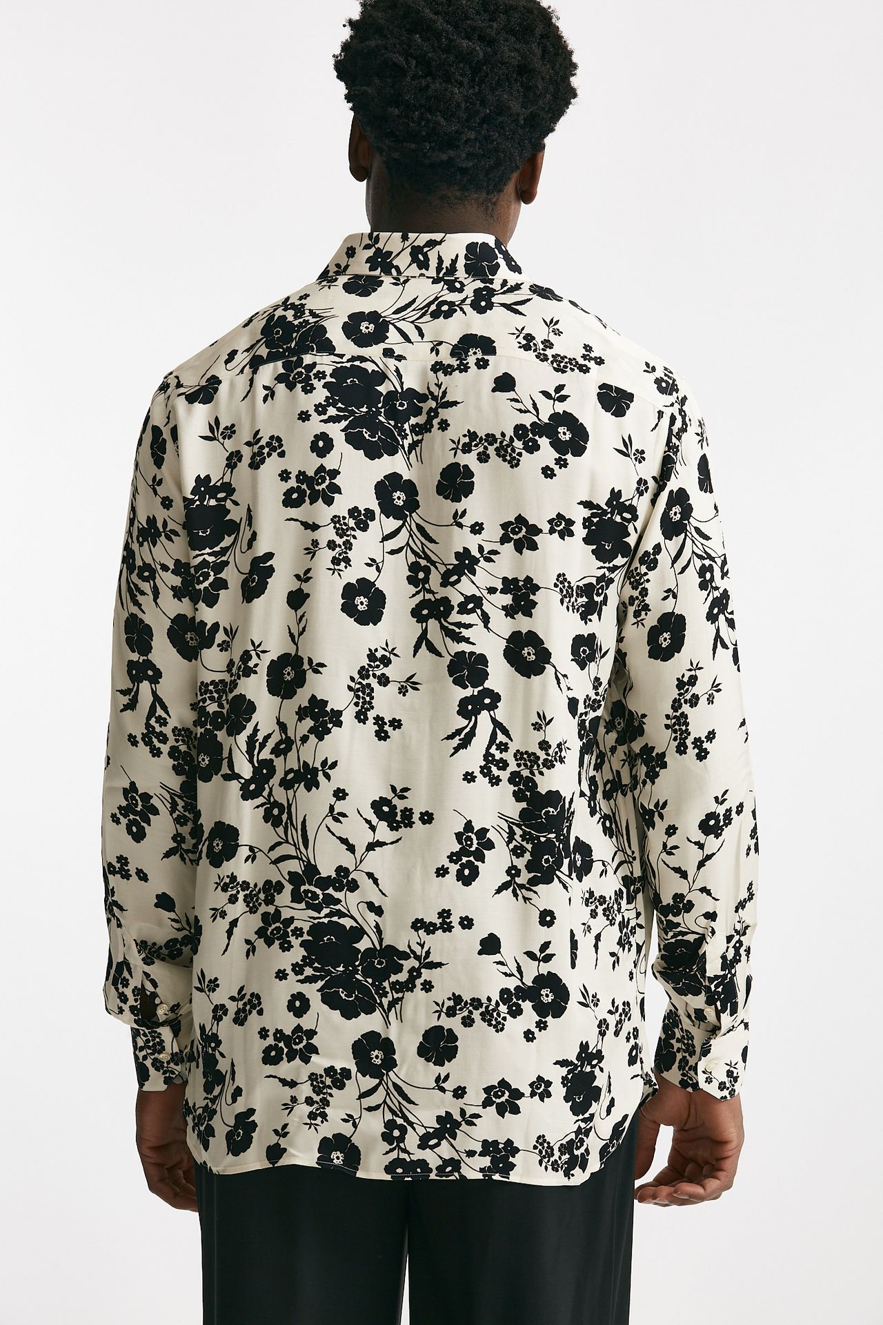 Camicia in viscosa fantasia bianco e nero