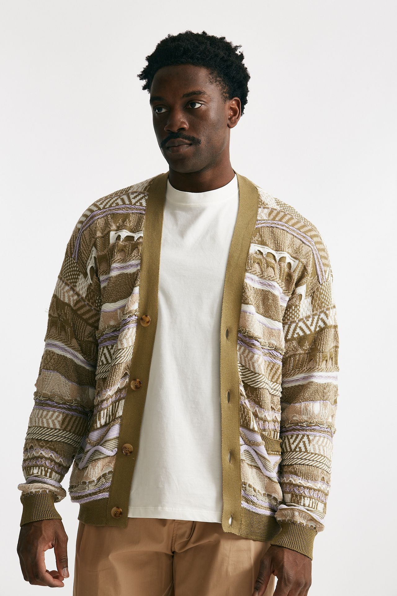 Cardigan in cotone jacquard multicolor