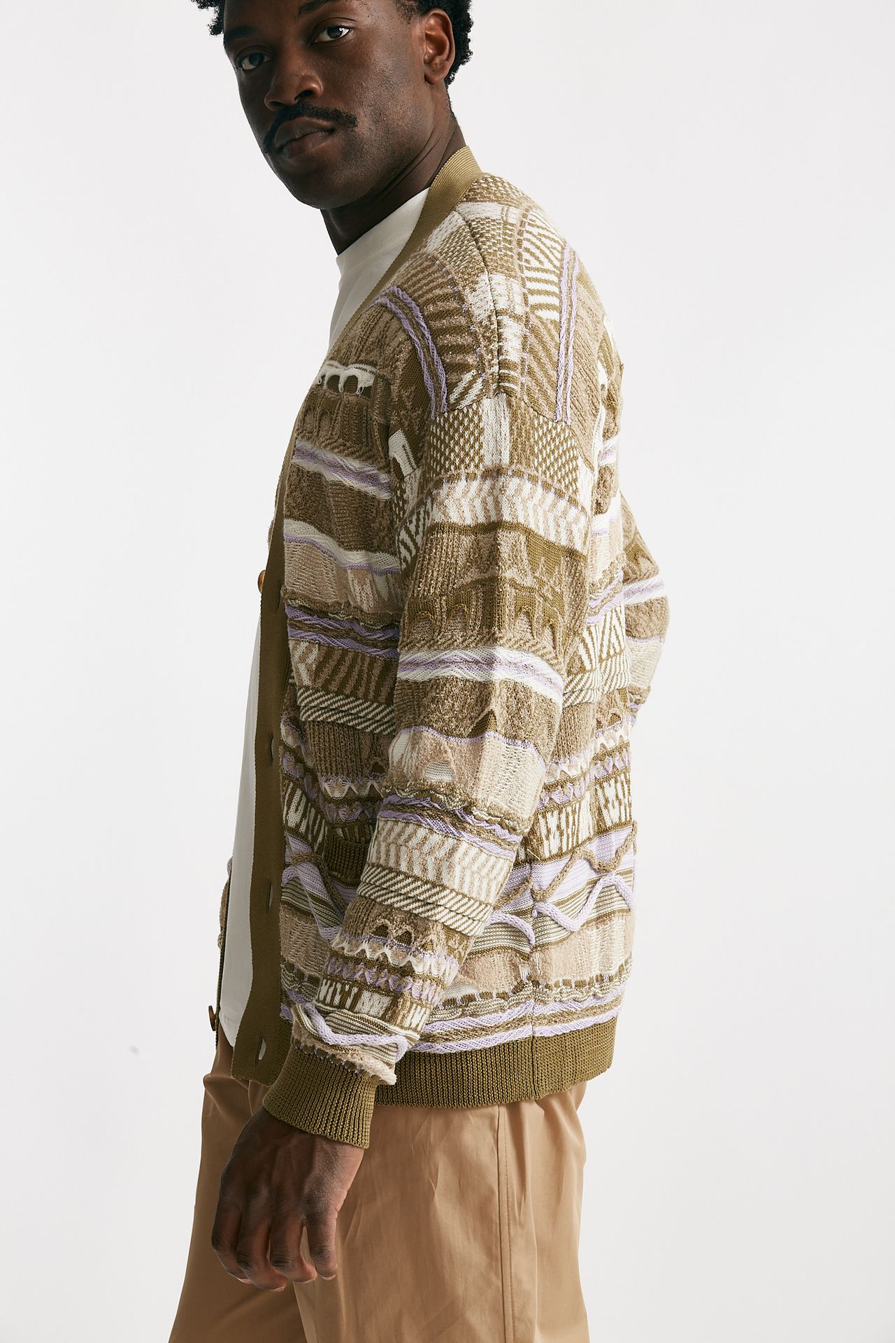 Cardigan in cotone jacquard multicolor 