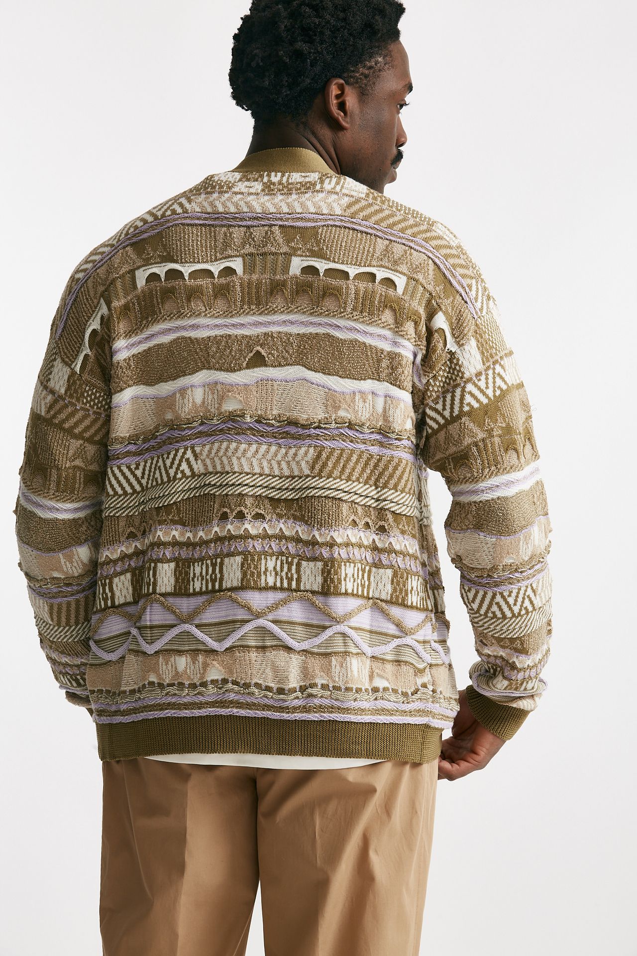 Cardigan in cotone jacquard multicolor 
