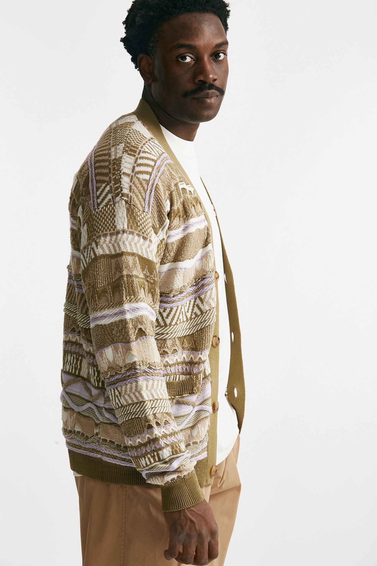 Cardigan in cotone jacquard multicolor 