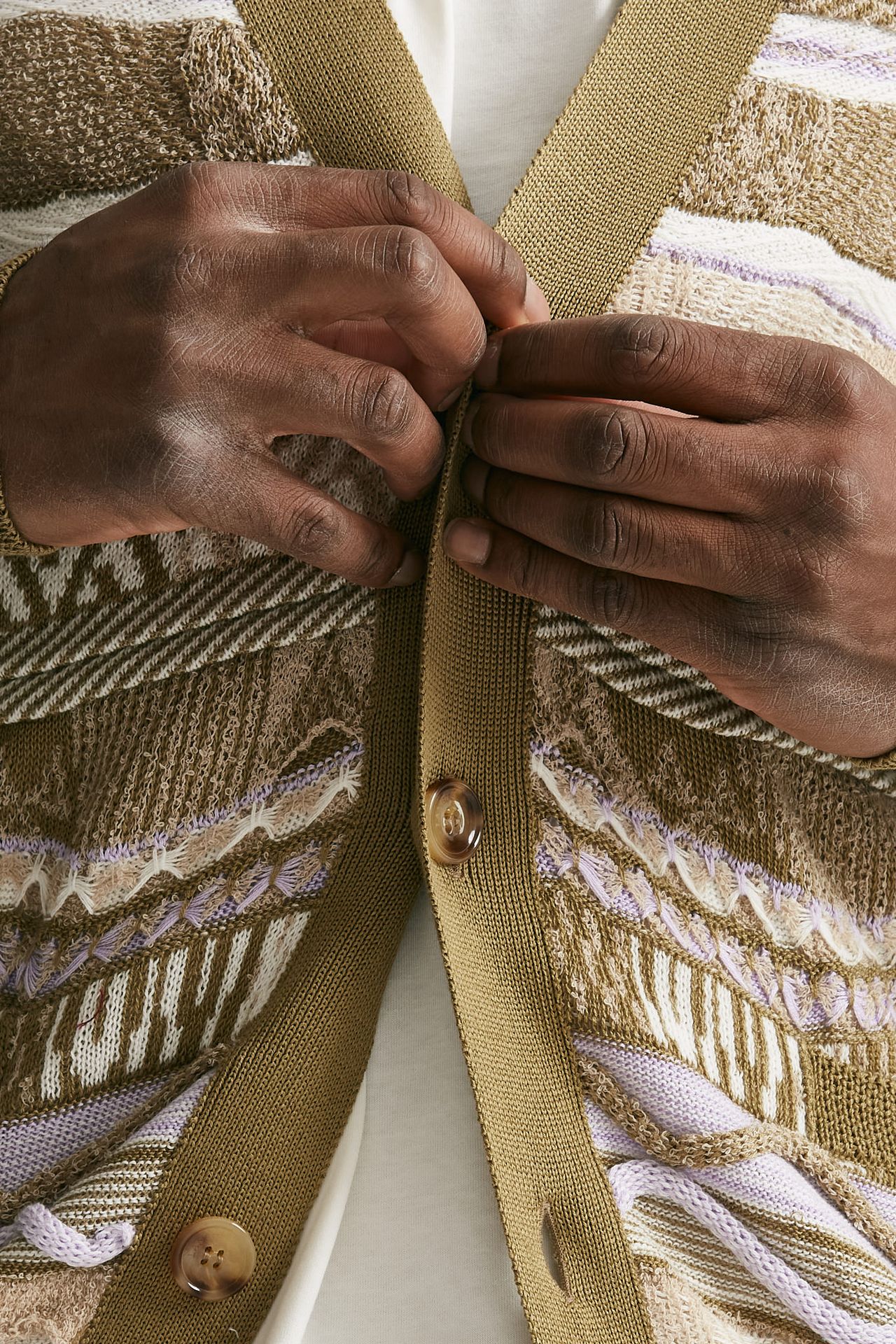Cardigan in cotone jacquard multicolor 