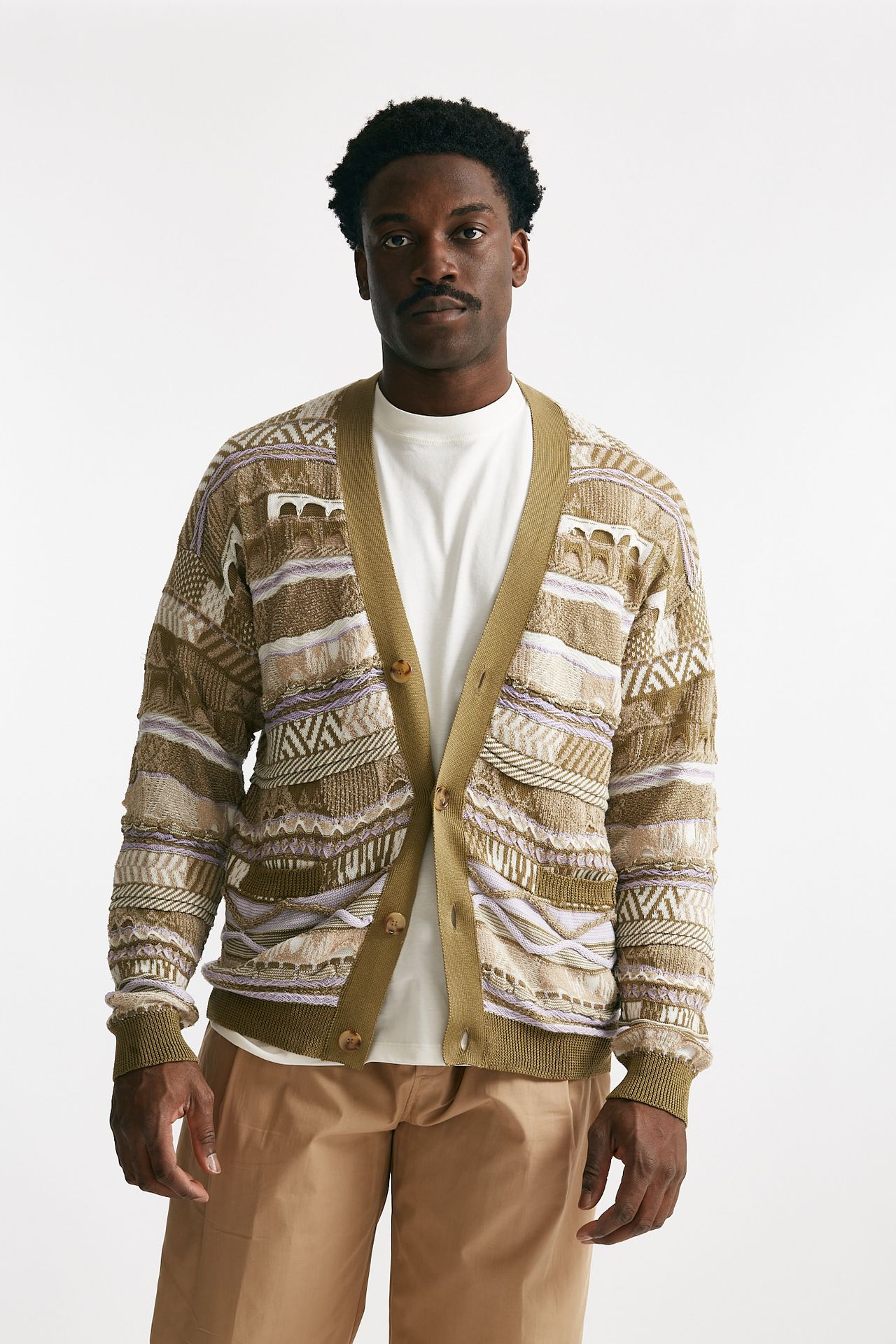 Cardigan in cotone jacquard multicolor 